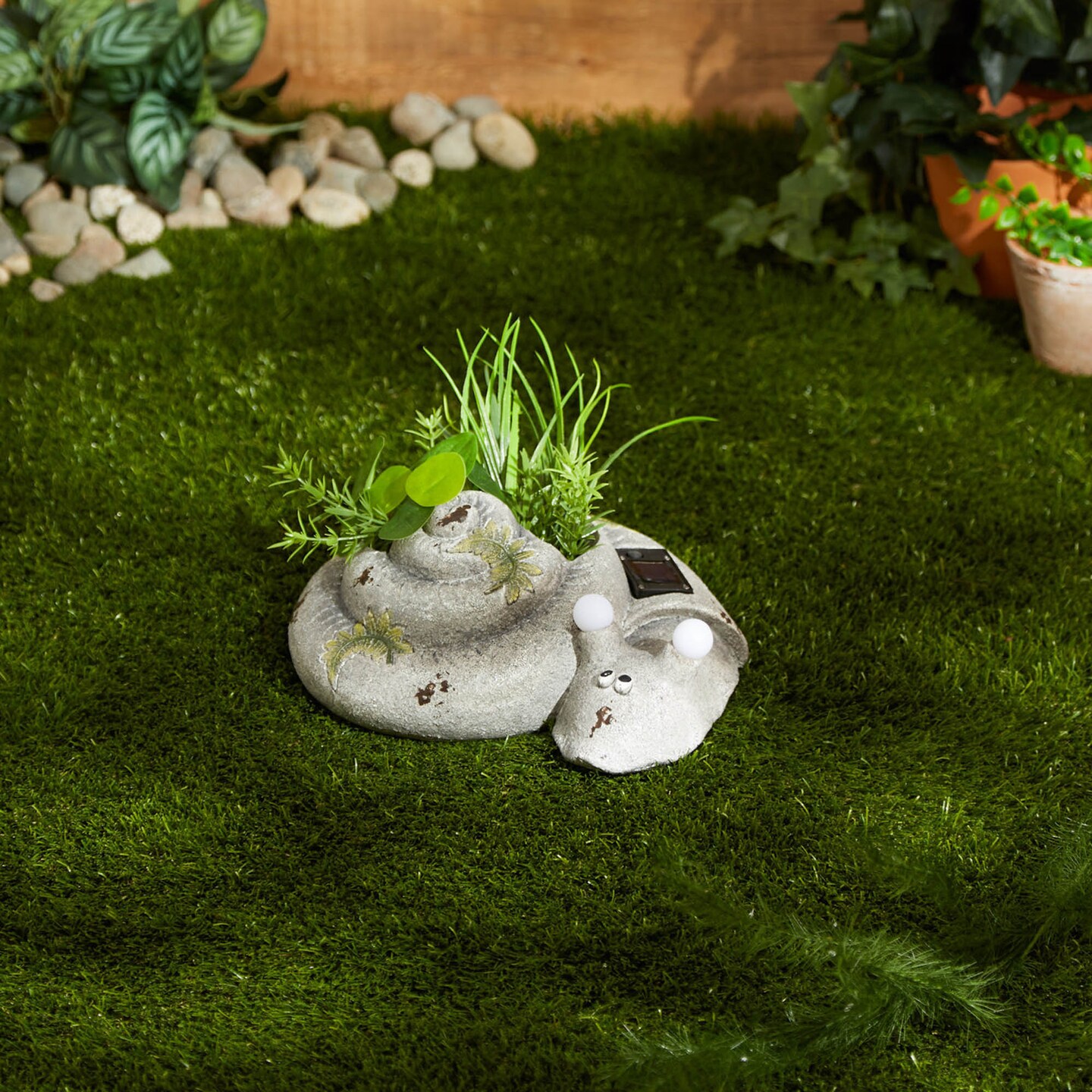 Accent Plus Home Decorative Snail Garden Planter with Solar Light-Up Tentacles