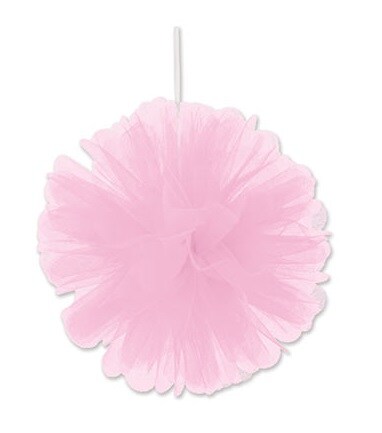 Beistle Club Pack of 24 Wispy Light Pink Decorative Tulle Balls Hanging Decorations 8&#x22;