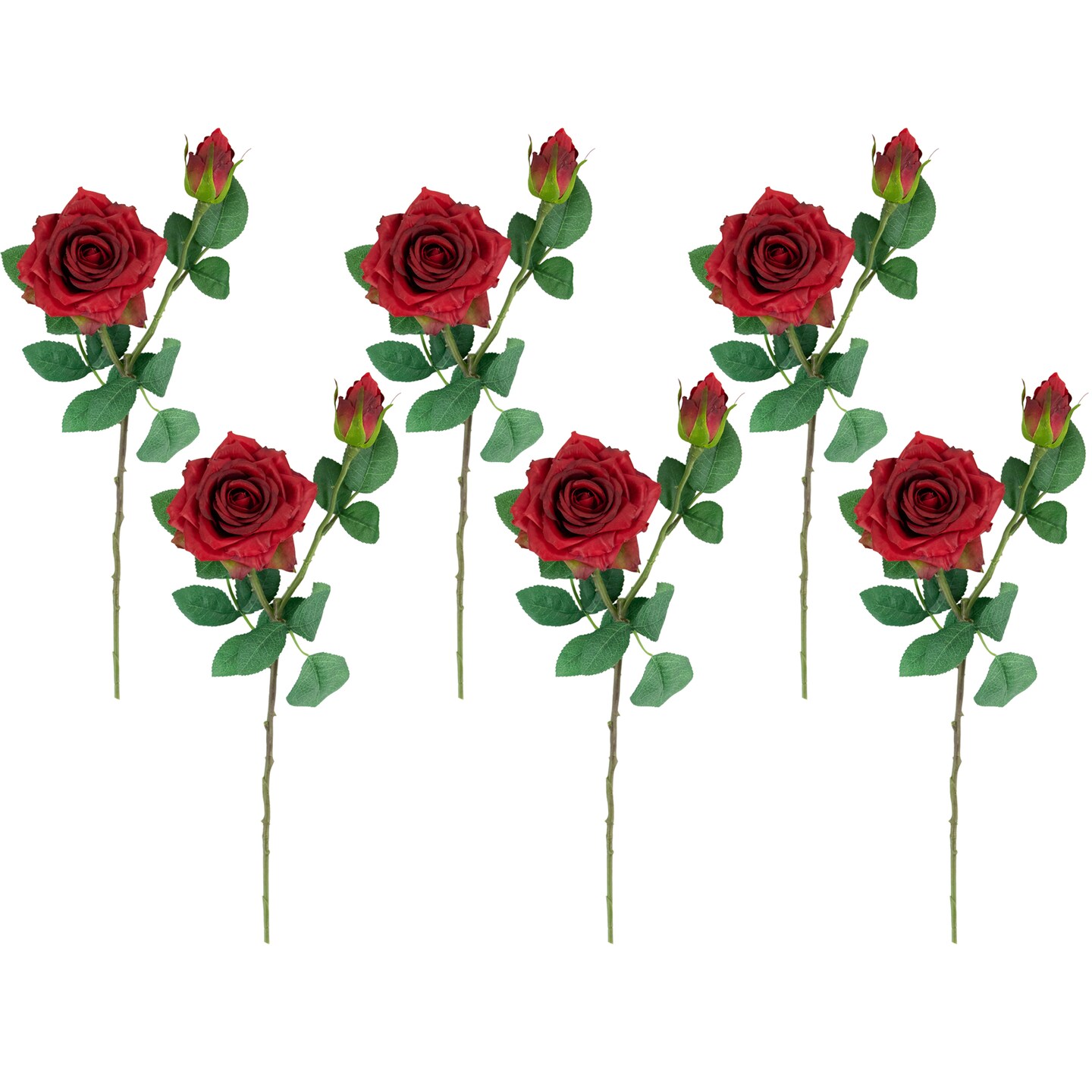 Northlight Real Touch™ Red Artificial Rose Stems, Set of 6 - 19"
