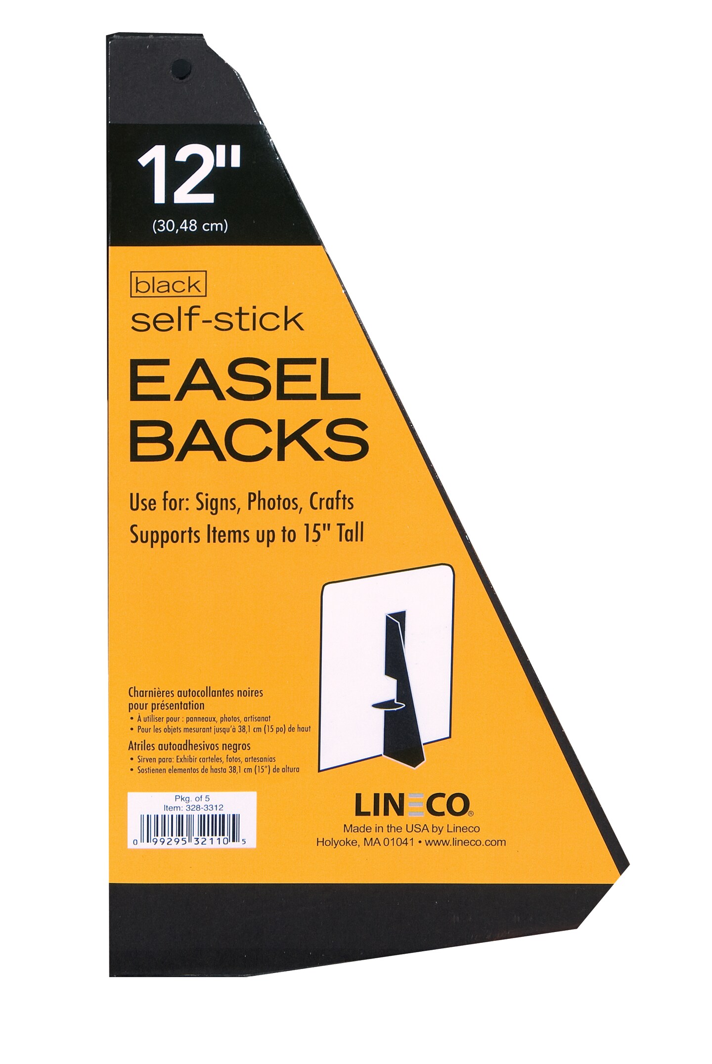 Lineco/University Products Self-Stick Easel-Backs, Black, 5/Pkg., 12&#x22;