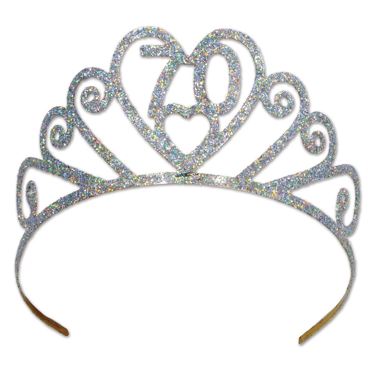 Beistle Pack of 6 Glittered Silver &#x22;70&#x22; Costume Tiara - Adult One Size