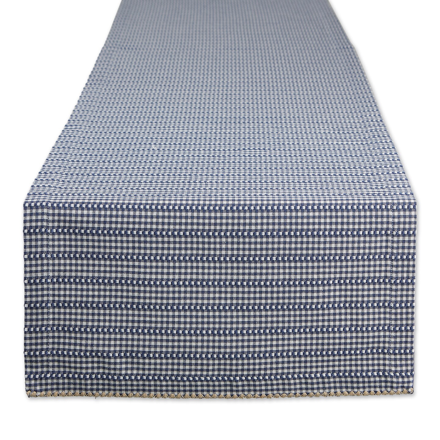 Contemporary Home Living Farmhouse Gingham Cotton Table Runner - 72" - French Blue and White