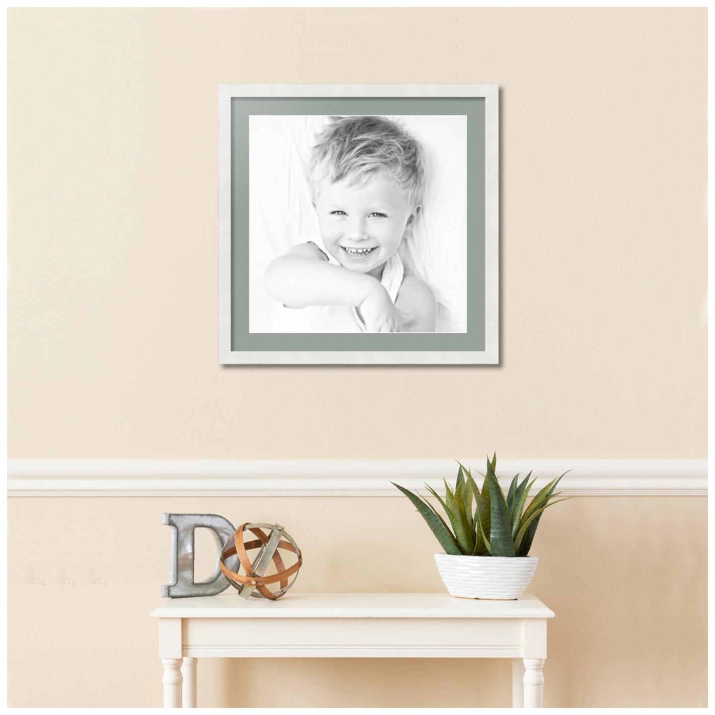 ArtToFrames 24x24&#x22; Matted Picture Frame with 20x20&#x22; Single Mat Photo Opening Framed in 1.25&#x22; White and 2&#x22; Mat (FWM-3966-24x24)