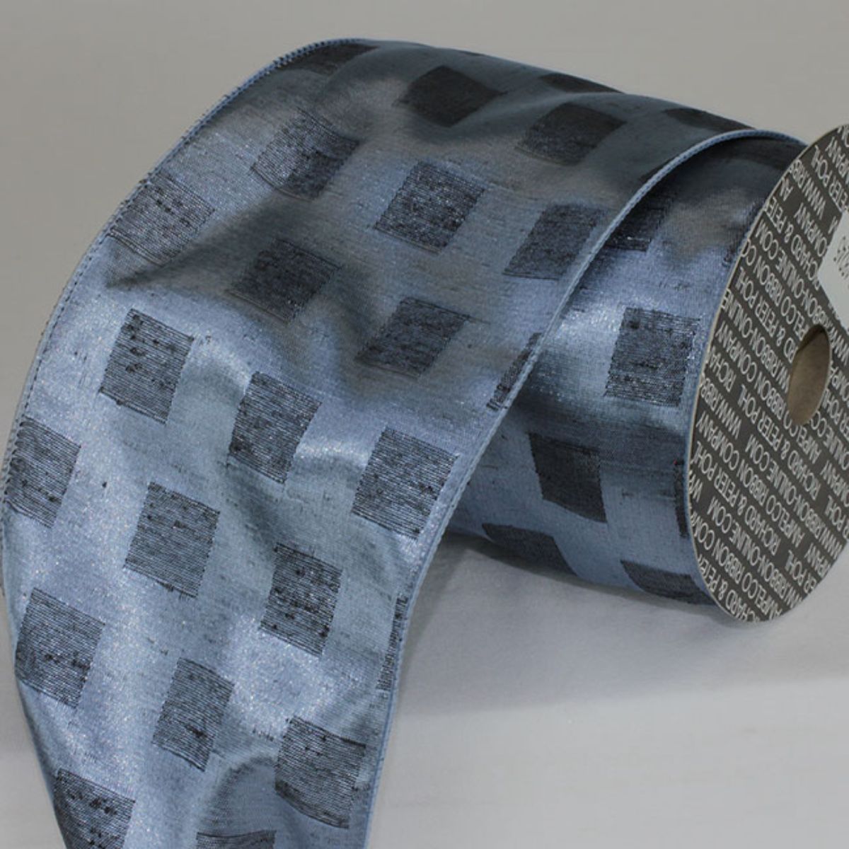 The Ribbon People Blue and Black Squares Metallic Wired Craft Ribbon 5" x 20 Yards