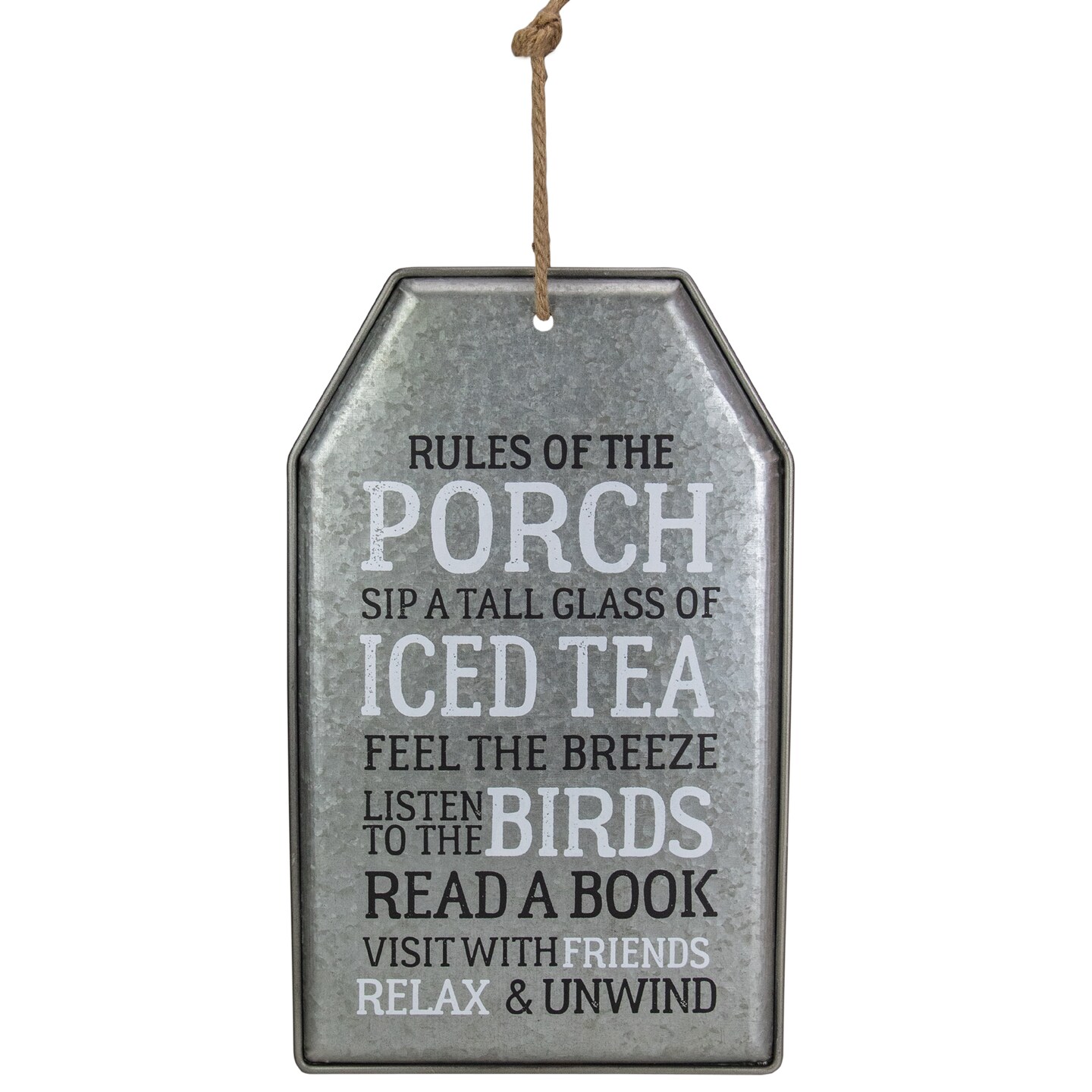 Tii Collections 16&#x22; Distressed Metal Rules of the Porch Hanging Wall Decor