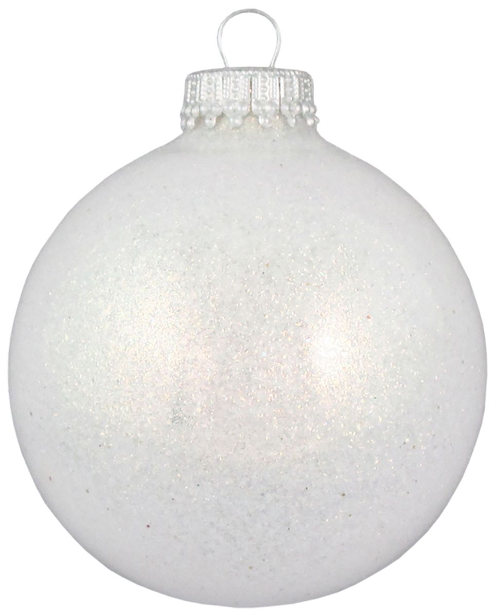 Christmas by Krebs 6ct Snow White Sparkle Glass Christmas Ball Ornaments 2.5" (67mm)