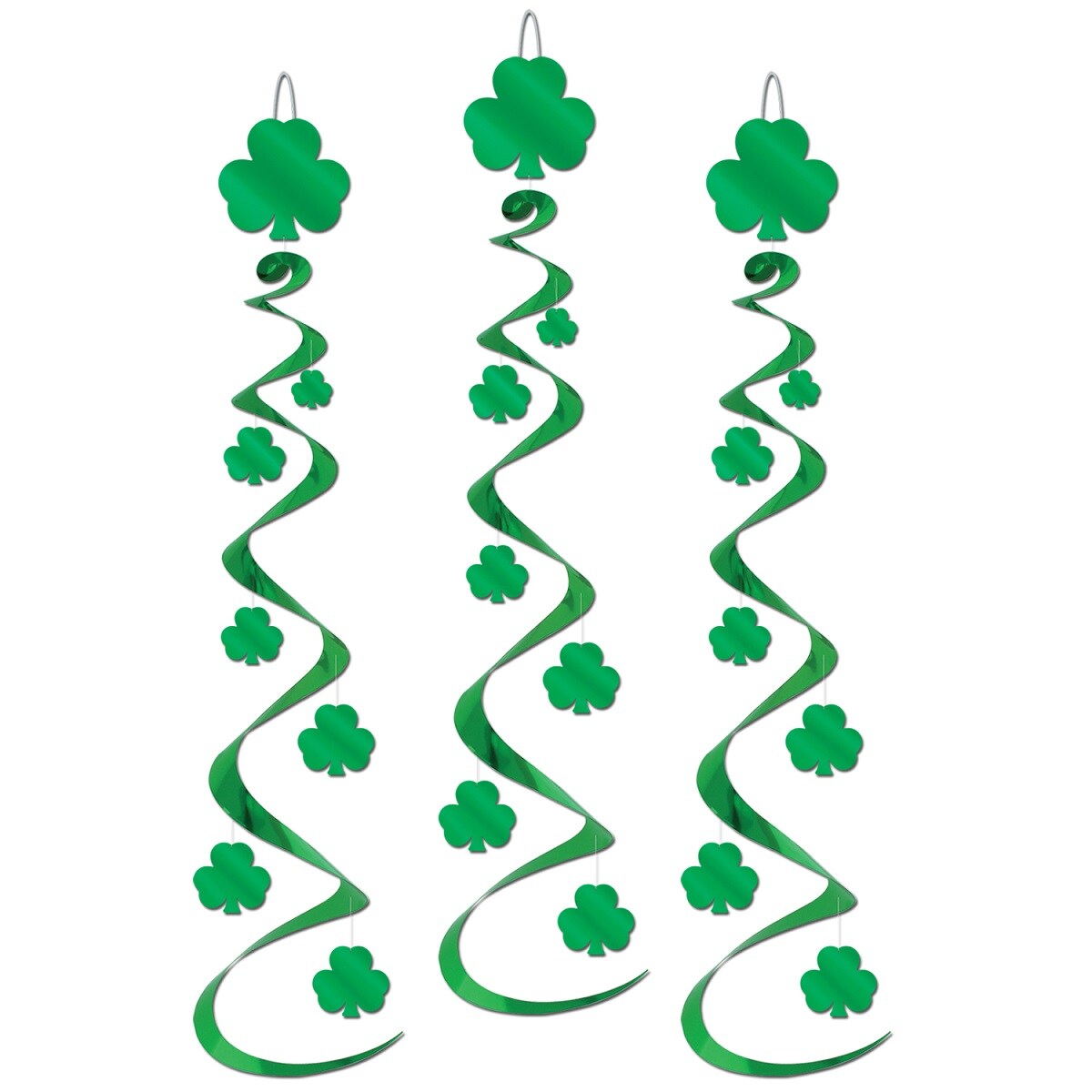 Beistle Club Pack of 18 Green Shamrock St. Patrick&#x27;s Day Hanging Whirl Decorations 30&#x22;
