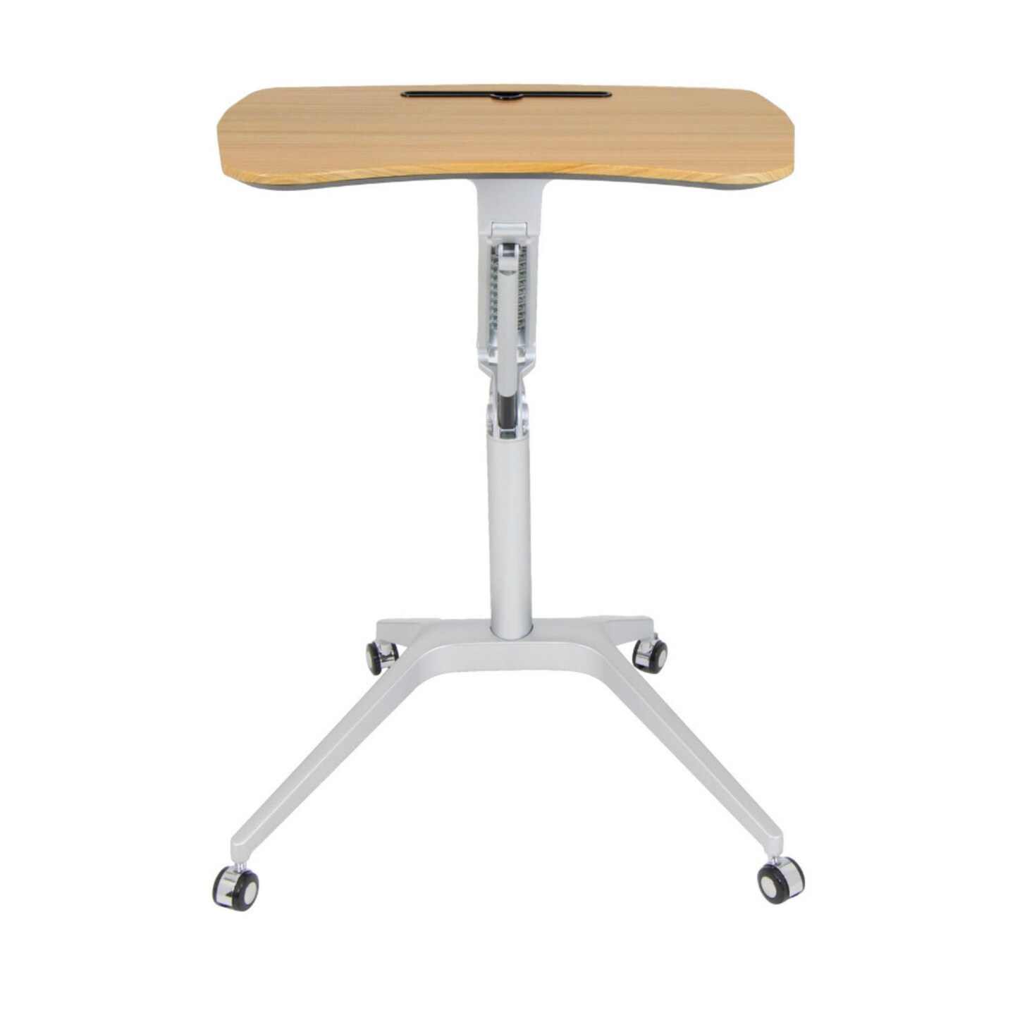 Ridge Mobile Desk, Sit to Stand Up Pneumatic Cart - Silver/Maple