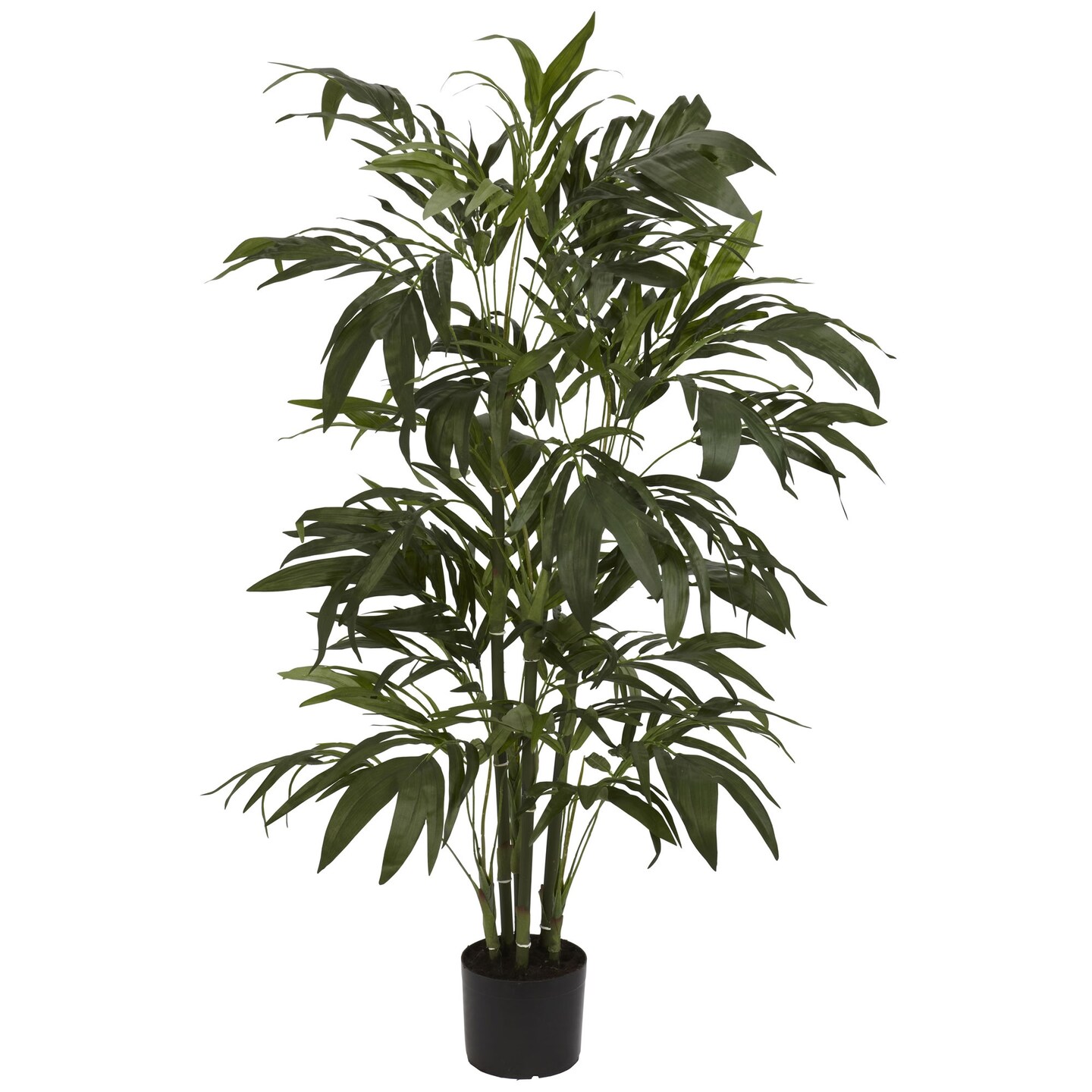 Nearly Natural 4' Bamboo Palm Silk Artificial Tree in Black Pot