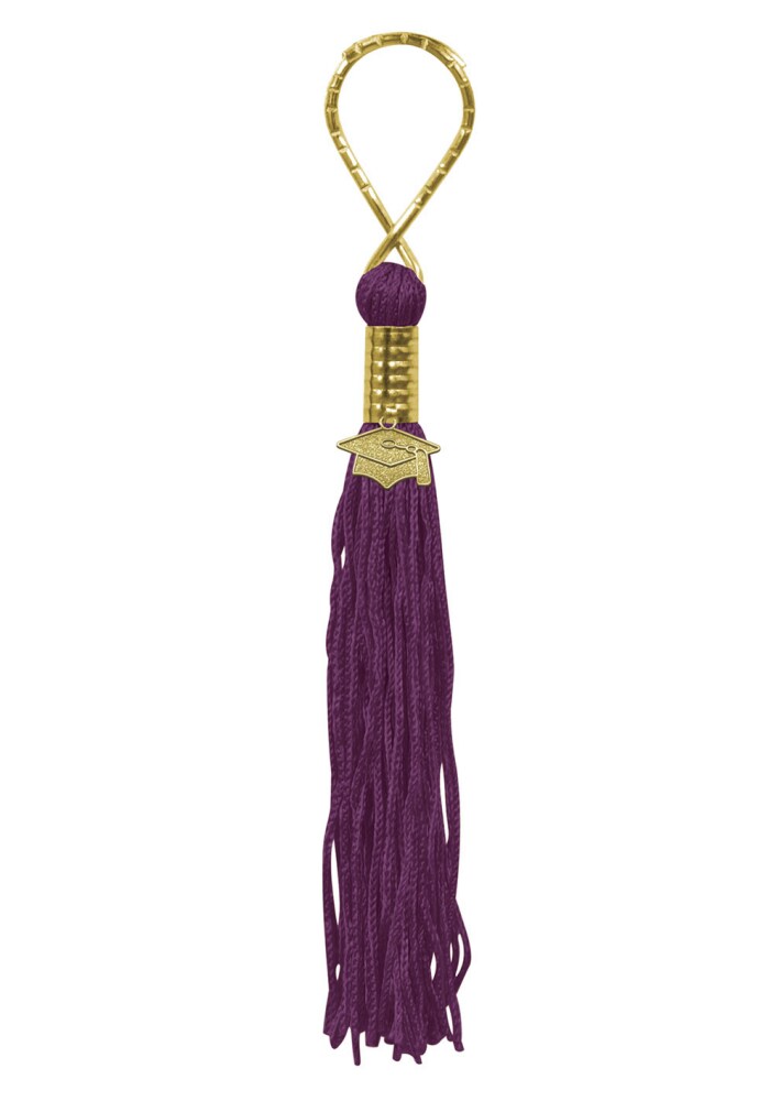 Beistle Pack of 6 Maroon Graduation Tassel with Cap Medallion Key Chains 5.5"