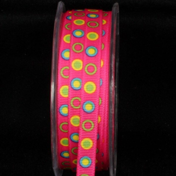 The Ribbon People Hot Pink and Yellow Polka Dot Wired Craft Ribbon 0.25&#x22; x 108 Yards
