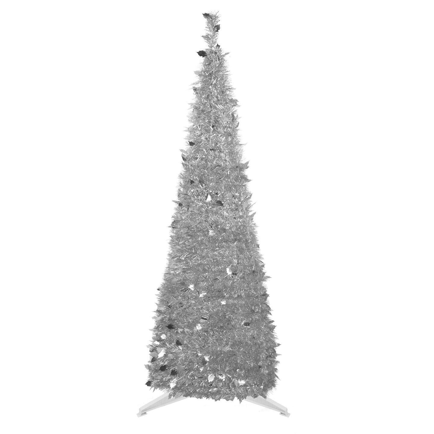 Northlight 6&#x27; Silver Tinsel Pop-Up Artificial Christmas Tree, Unlit
