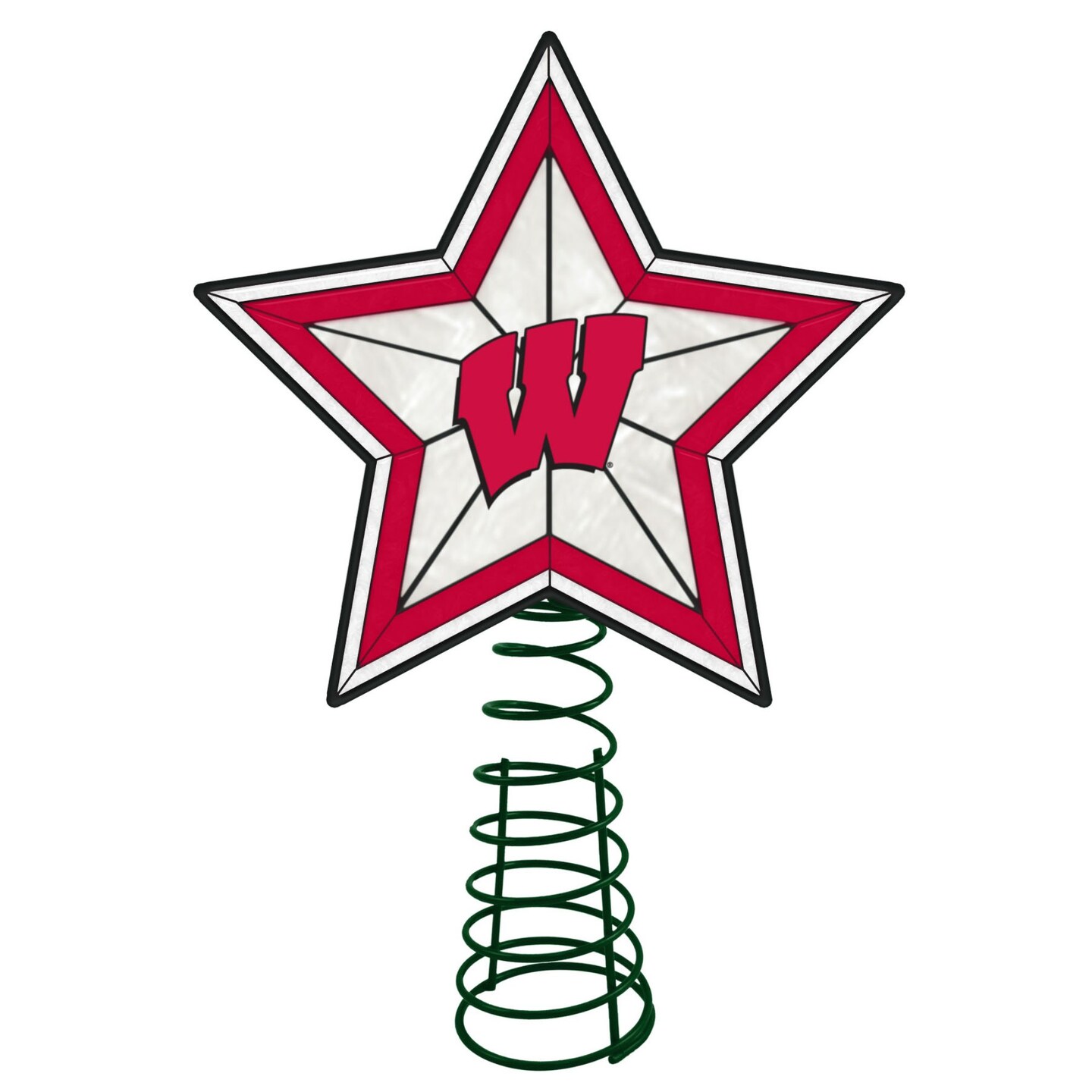 The Memory Company 10" Lighted Red and White Star NCAA Wisconsin Badgers Christmas Tree Topper