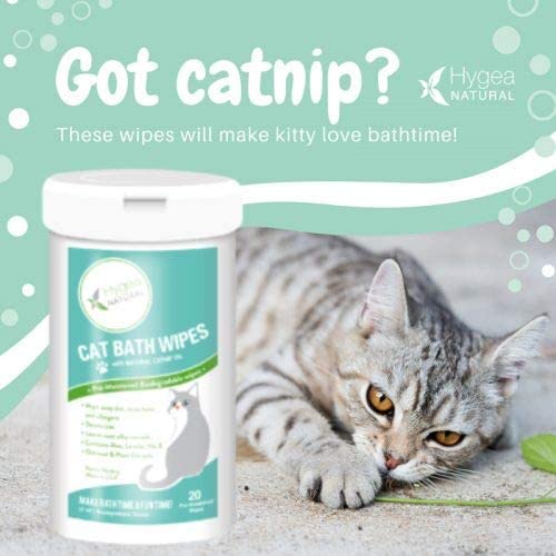 Hygea Natural Cat Bath Wipes - 20 Count