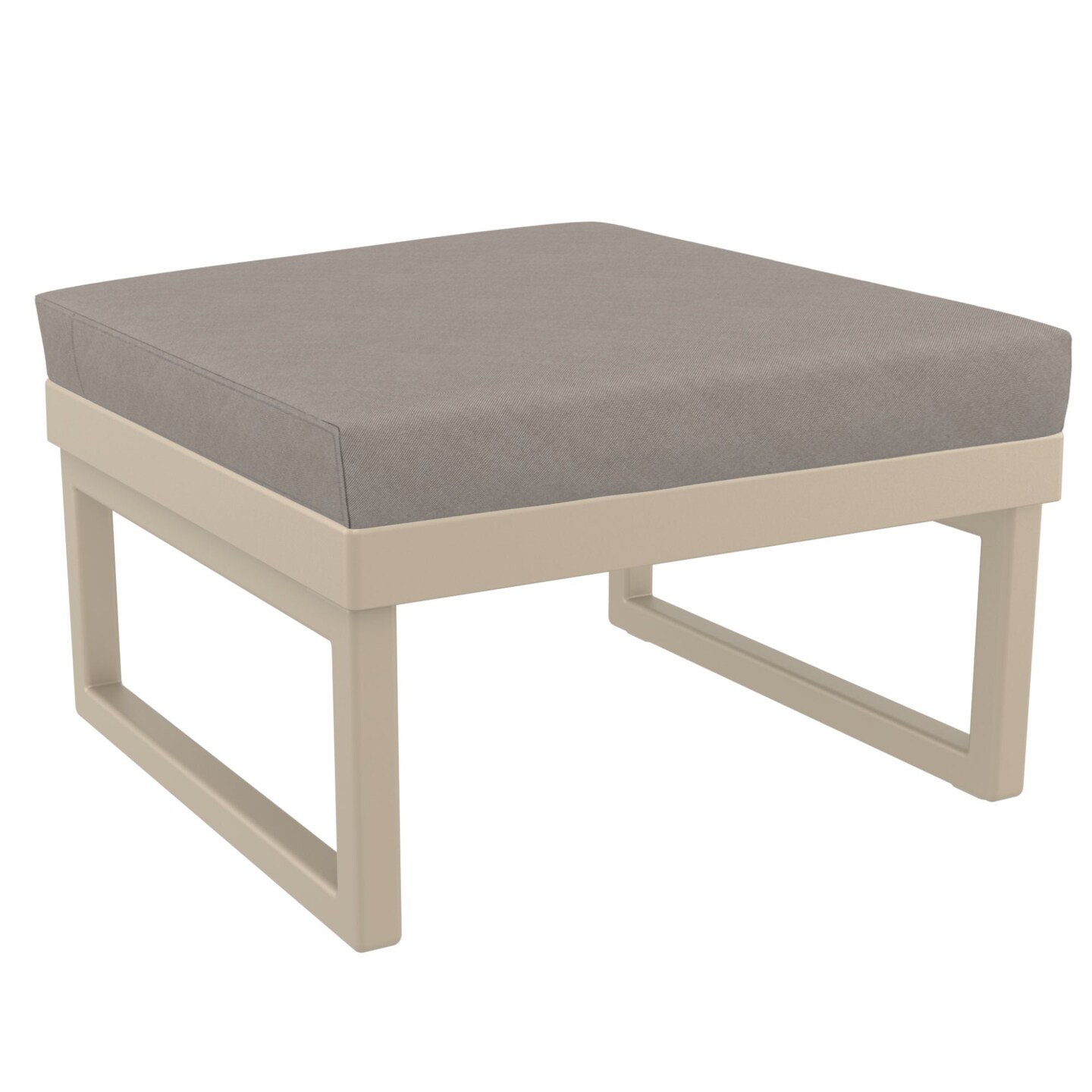 Luxury Commercial Living 25.5" Taupe Square Ottoman with Sunbrella Taupe Cushion