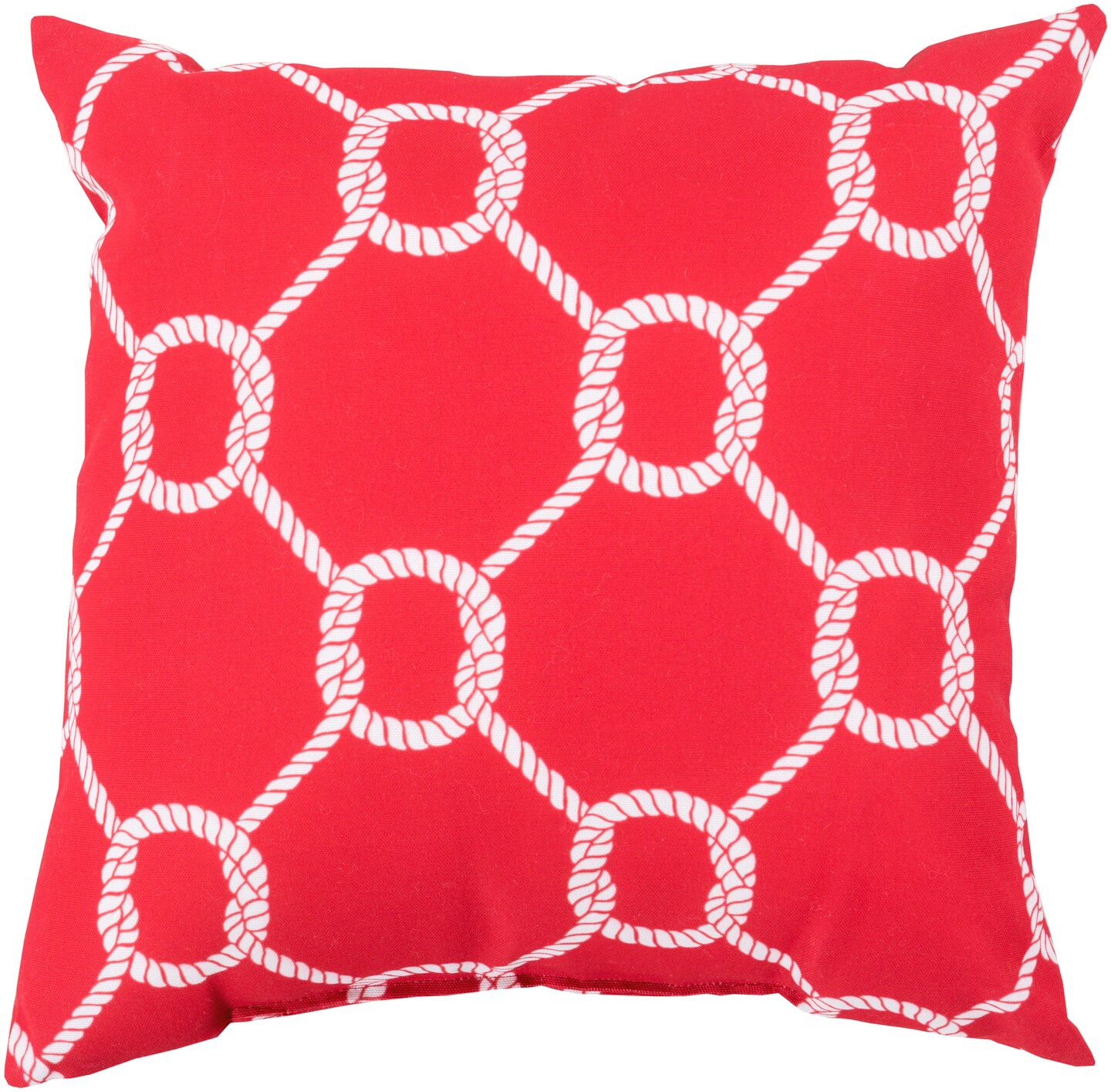 Tiwari Home 26&#x22; Tomato Red and White Roped Contemporary Square Throw Pillow Shell