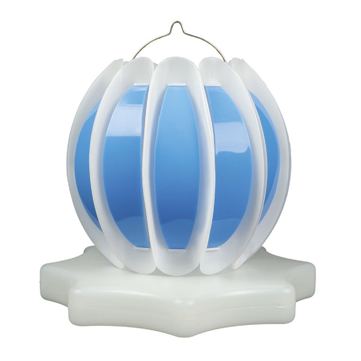 Pool Central Set of 2 Blue and White Floating or Hanging Solar Powered Outdoor Decorative Lanterns