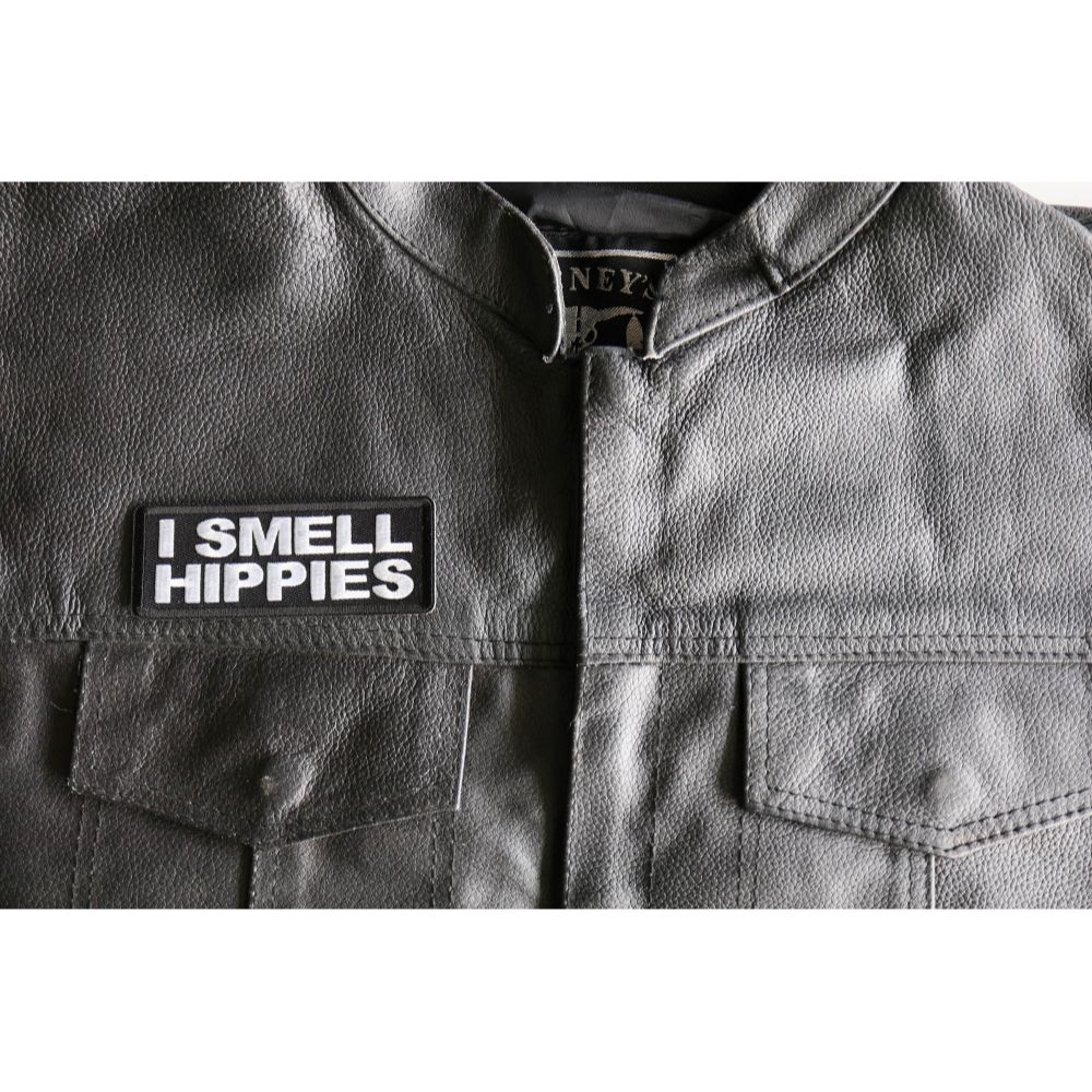 Patch, Embroidered Patch (Iron-On or Sew-On), I Smell Hippies Funny Patch, 4" x 1.5"
