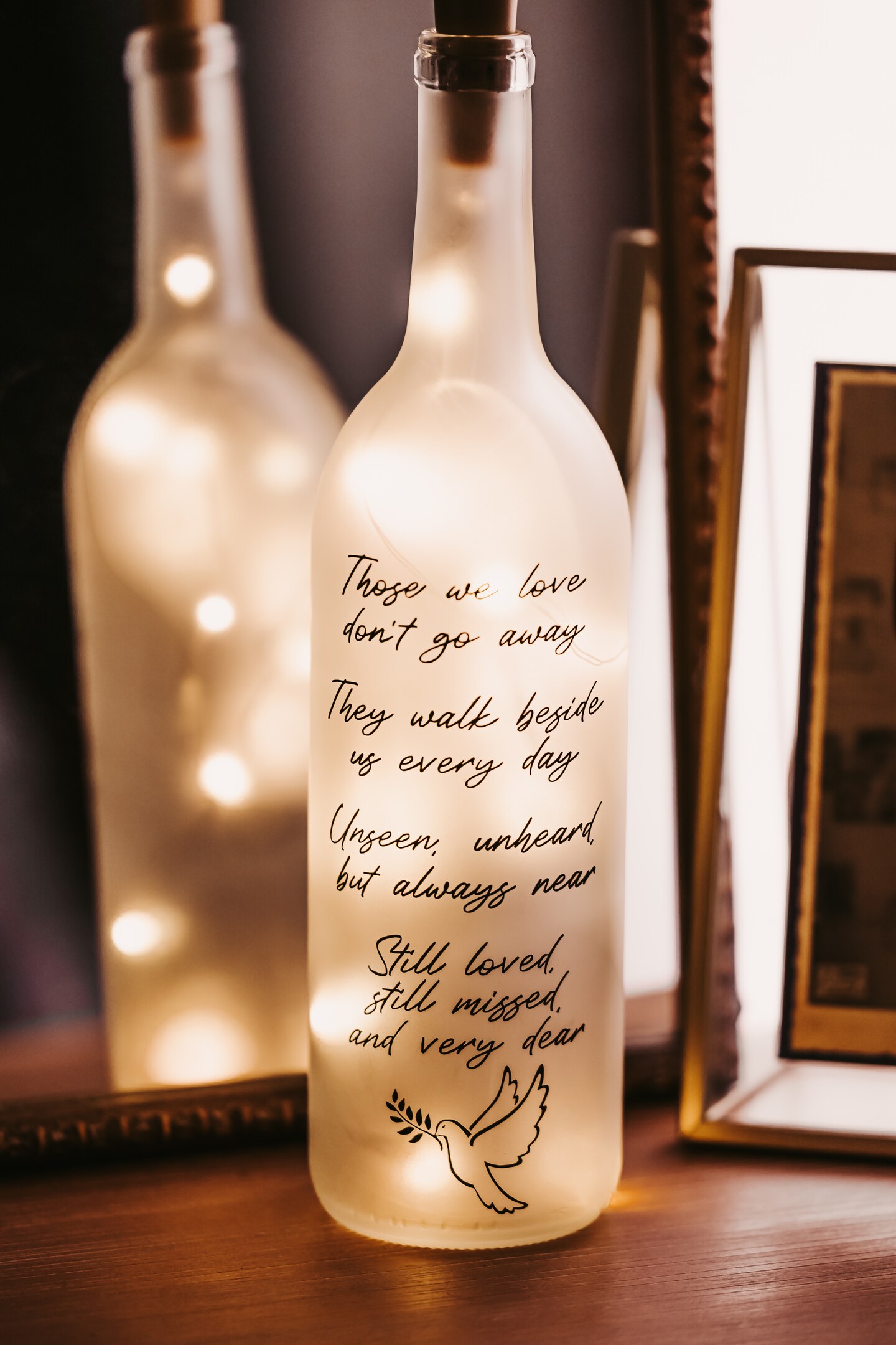 Light Up Wine Bottle, Memorial Lantern, Memorial Gift, Bereavement Gift, In Loving Memory ...