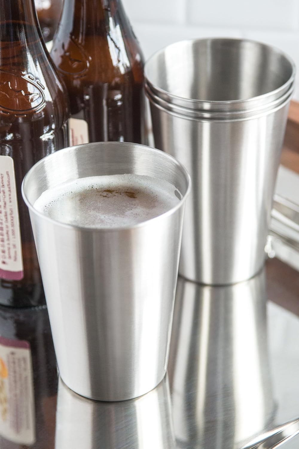16oz Beer Cups, 18/8 Stainless Steel Set of 4