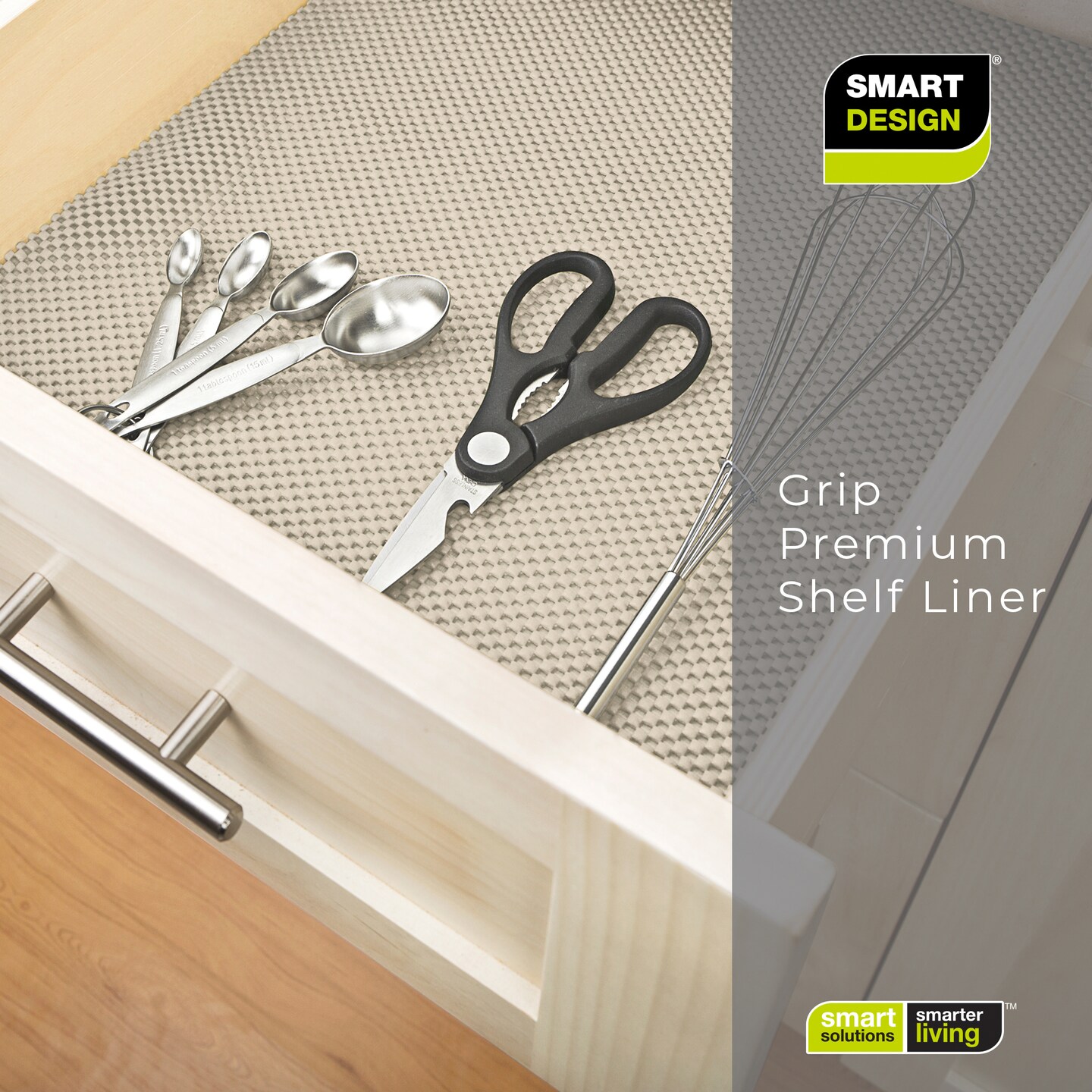 Smart Design Premium Grip Shelf Liner - 18 Inch x 8 Feet - Taupe