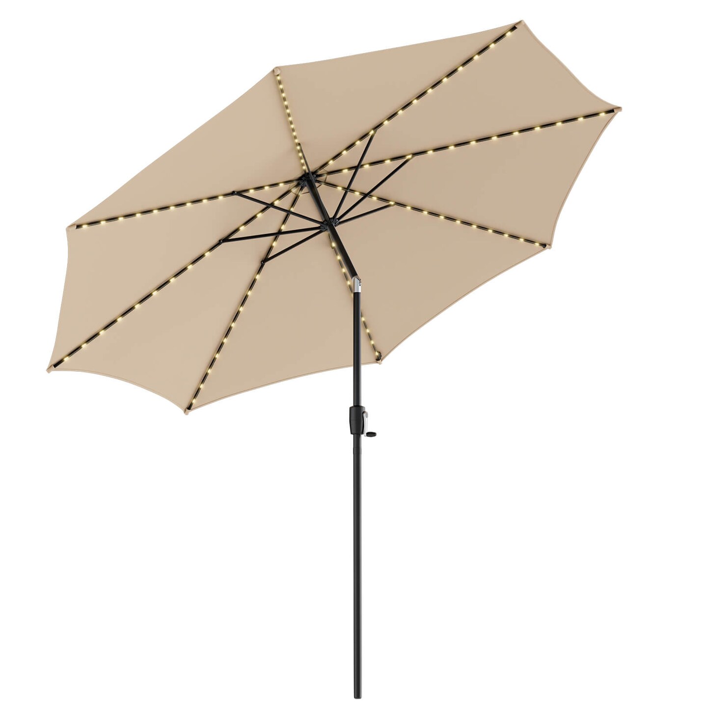 Patio Umbrella with 112 Solar Lights and Crank Handle
