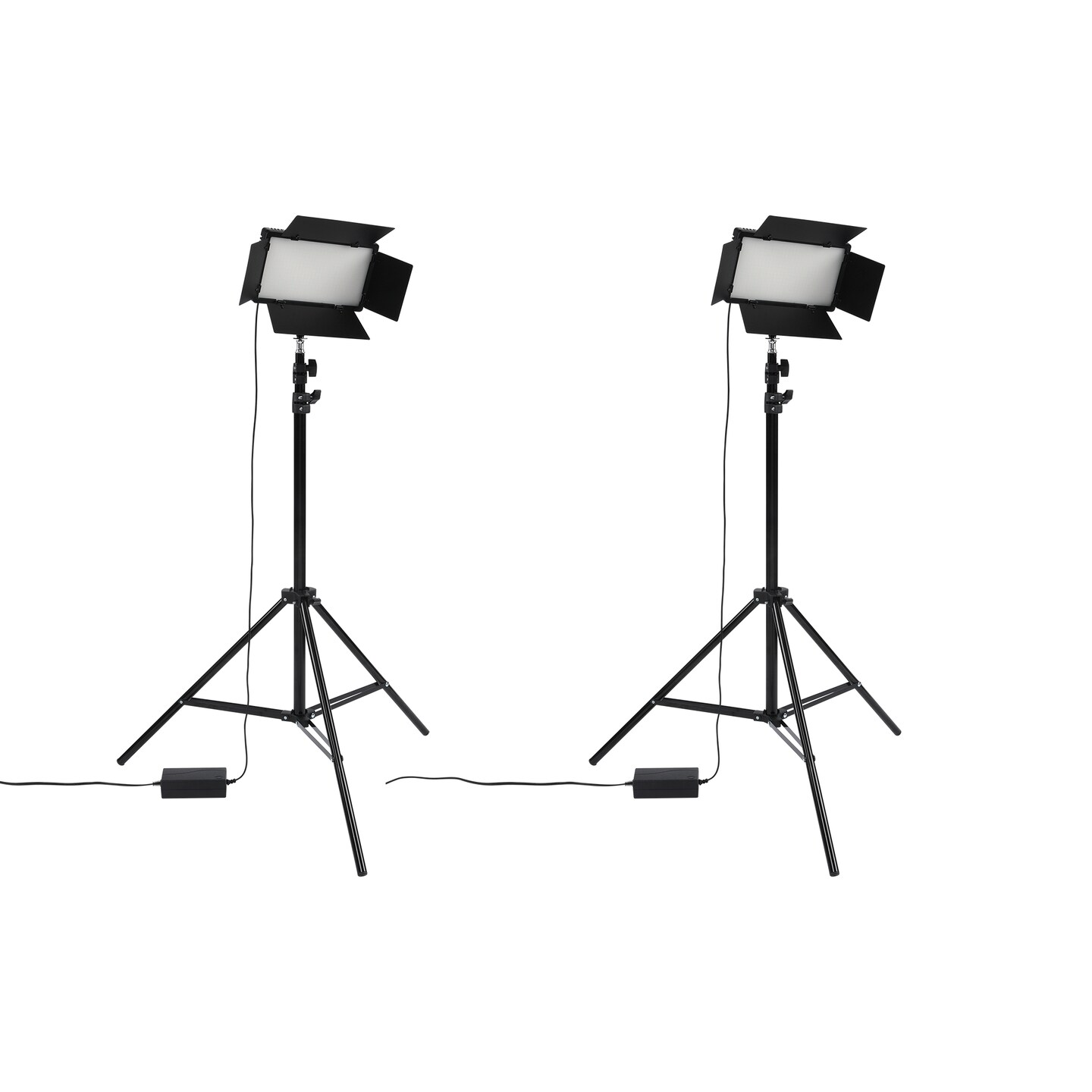 Acurit Colorview Lux Artist Studio Light 2 Pack - Adjustable Photography Lighting Kit 3 Color Temps, 4 Metal Barn Doors, 4160 Lumens LED - Remote Control, AC Power Supply, 6&#x2019;6&#x22; Light Stands Included