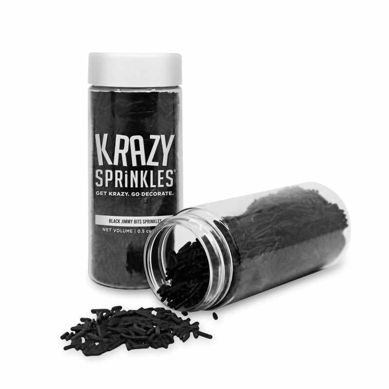 Krazy Sprinkles - Black Jimmies (1/2 Cup, 1x Jar) for Cakes, Ice Cream & Cookies