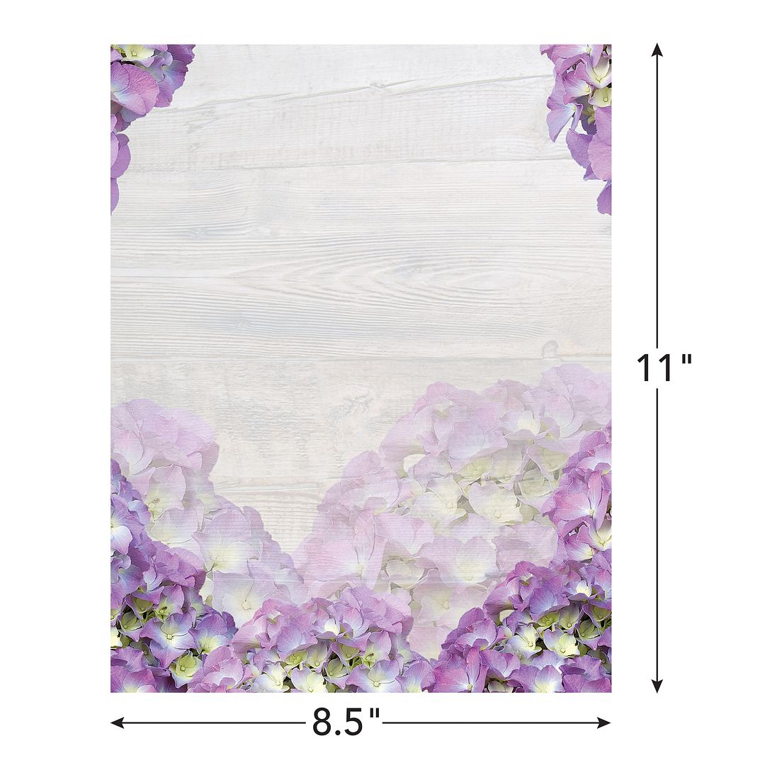 Great Papers! Hydrangea Bouquet Letterhead, for Invitations, Announcements and Personal Messages, Printer Friendly 8.5" x 11", 50 Pack