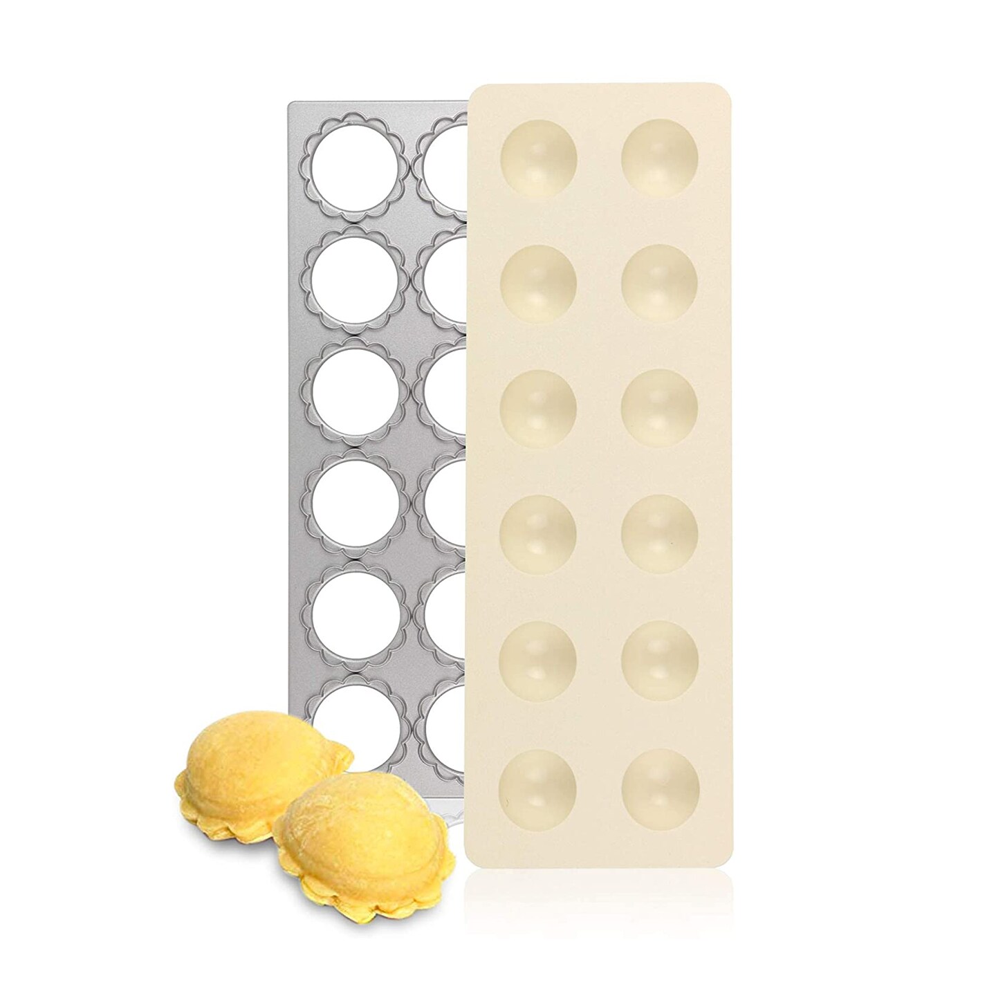 2.5&#x22; Circle, Silver Flower Ravioli Maker - 12