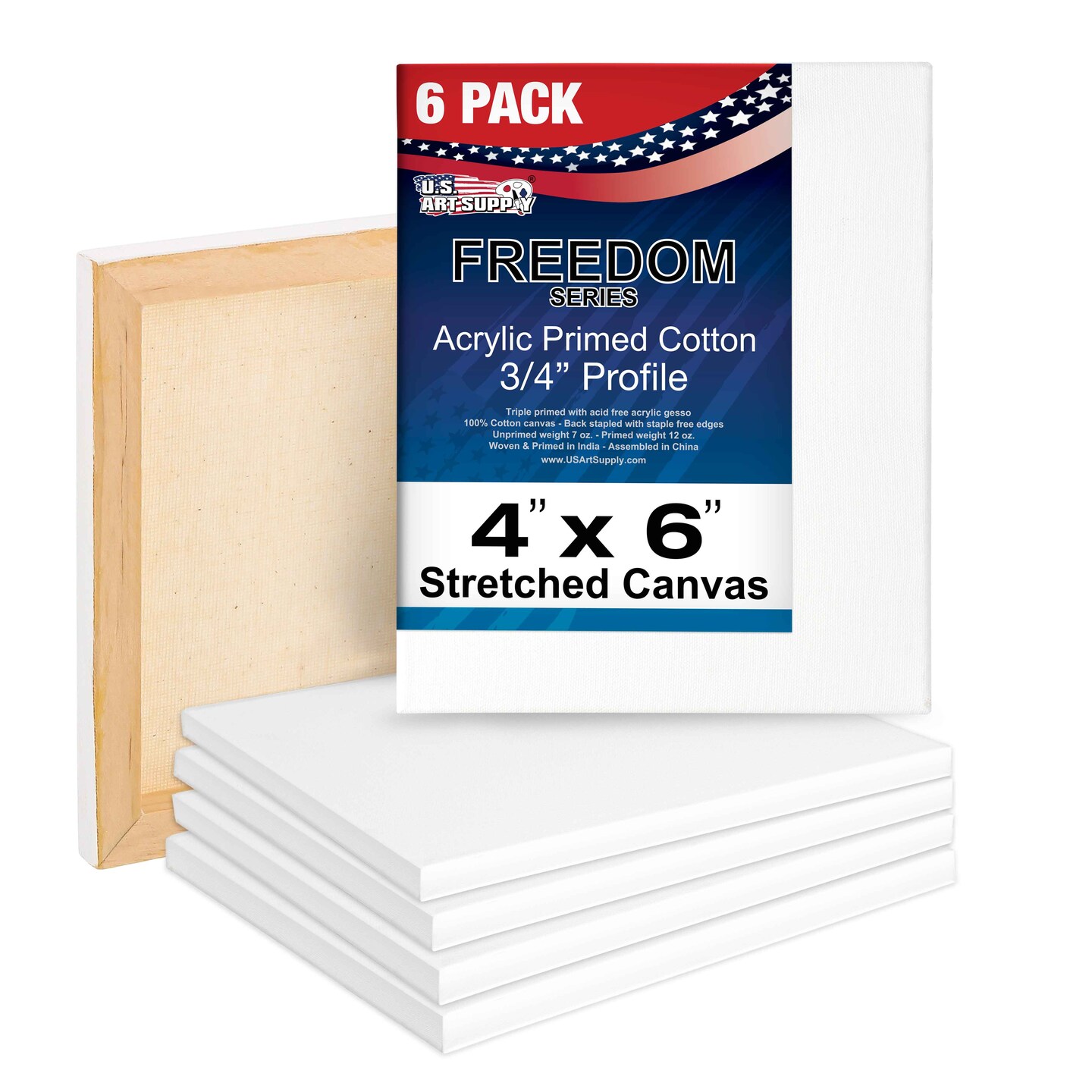 4 x 6 inch Stretched Canvas 12 Ounce Triple Primed 6 Pack