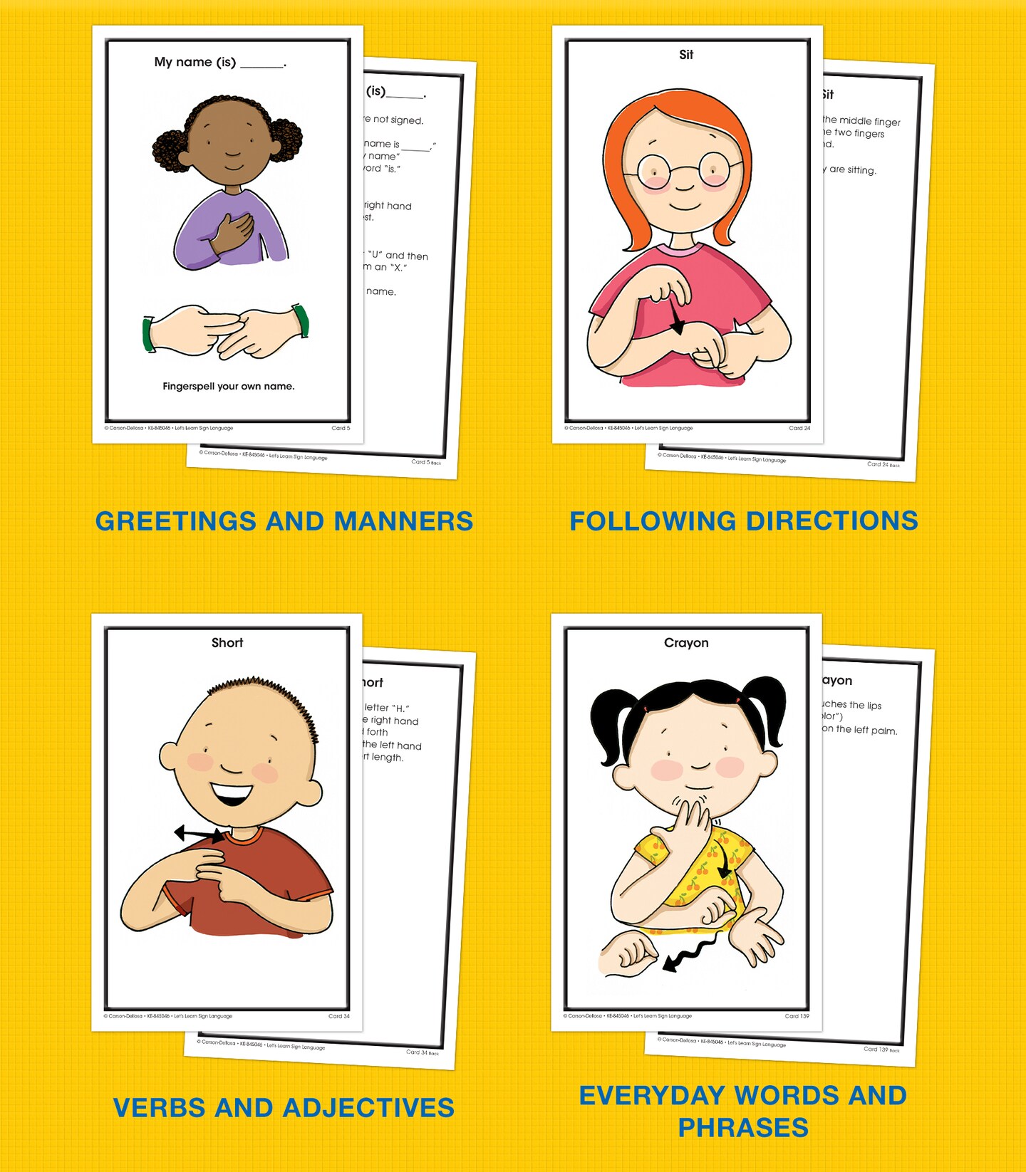 Key Education 160 American Sign Language Flash Cards for Kids, ASL Flash Cards for Kids PreK&#x2013;Grade 2, ASL Cards for Beginners Covering 160 Sight Words, Alphabet, Numbers, Emotions, and More ASL Signs