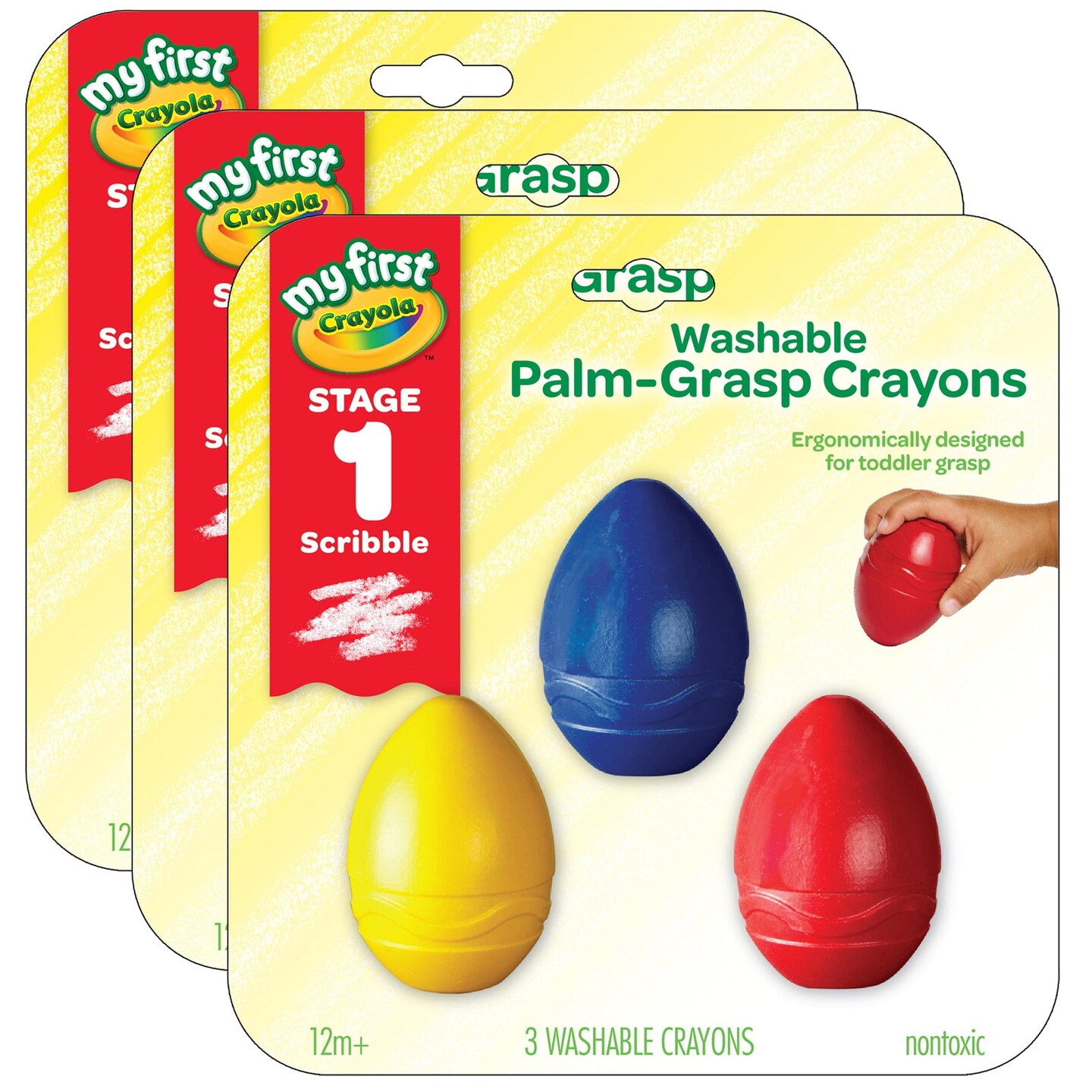 My First Crayola&#xAE; Washable Palm-Grasp Crayons, 3 Per Pack, 3 Packs