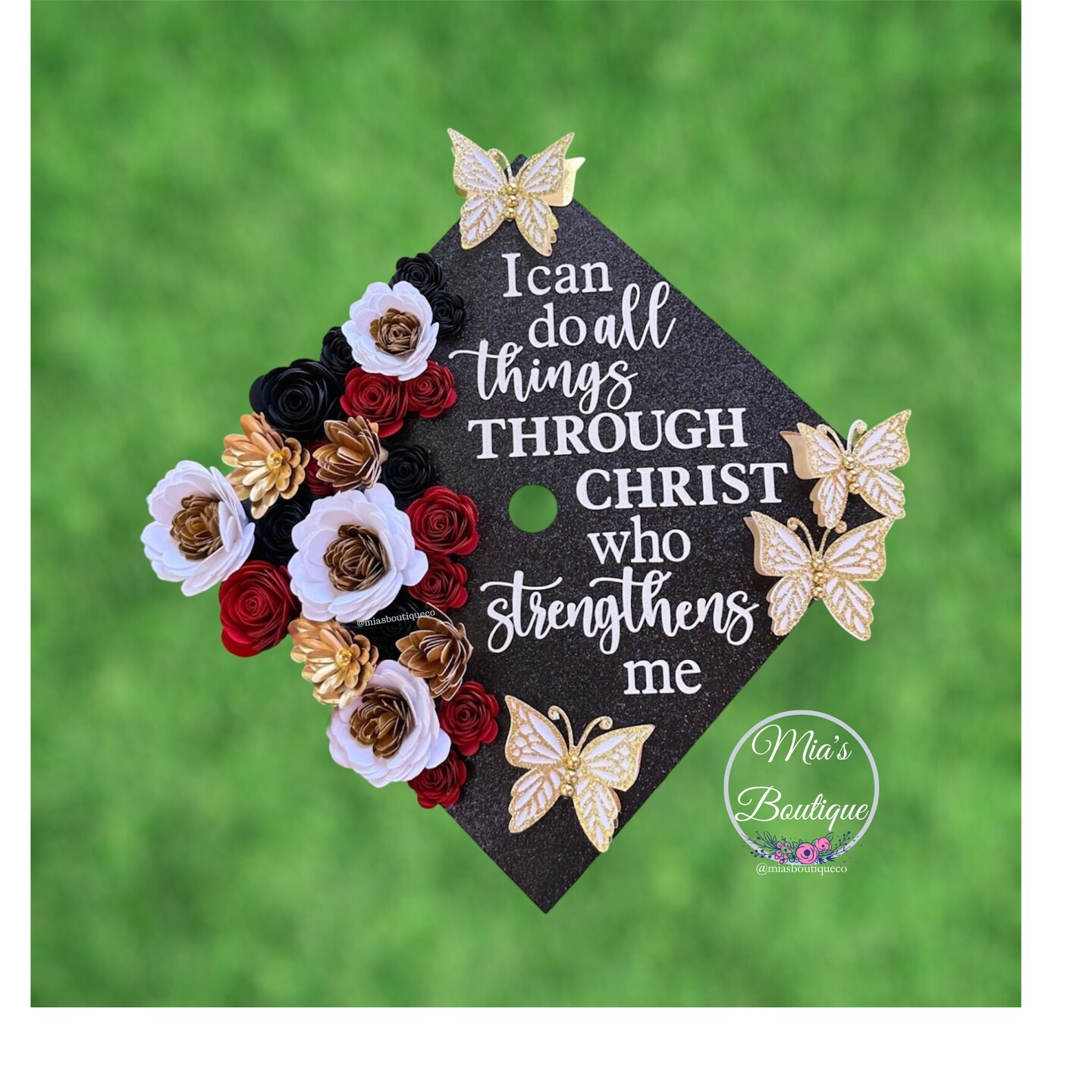 Custom Personalized Graduation Cap Topper White Gold Black  display picture 2