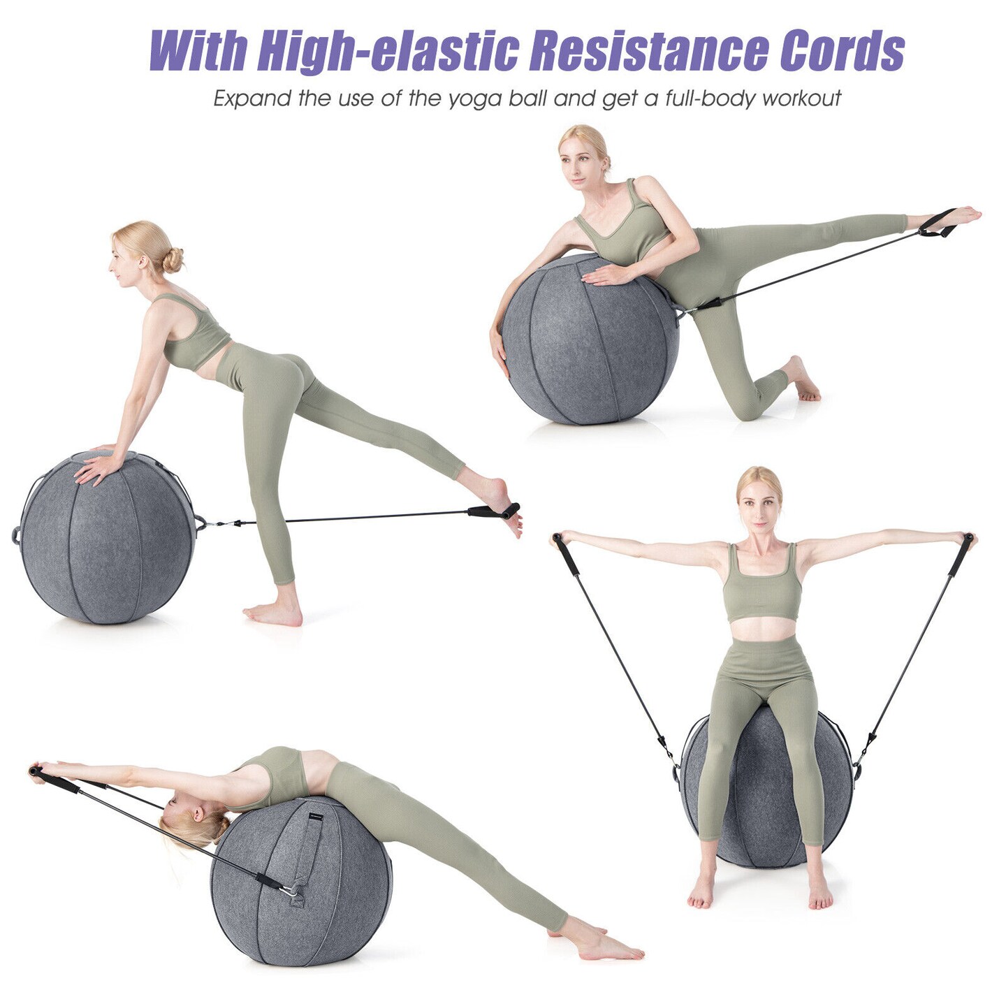 Yoga Sitting Ball with Felt Cover and Air Pump