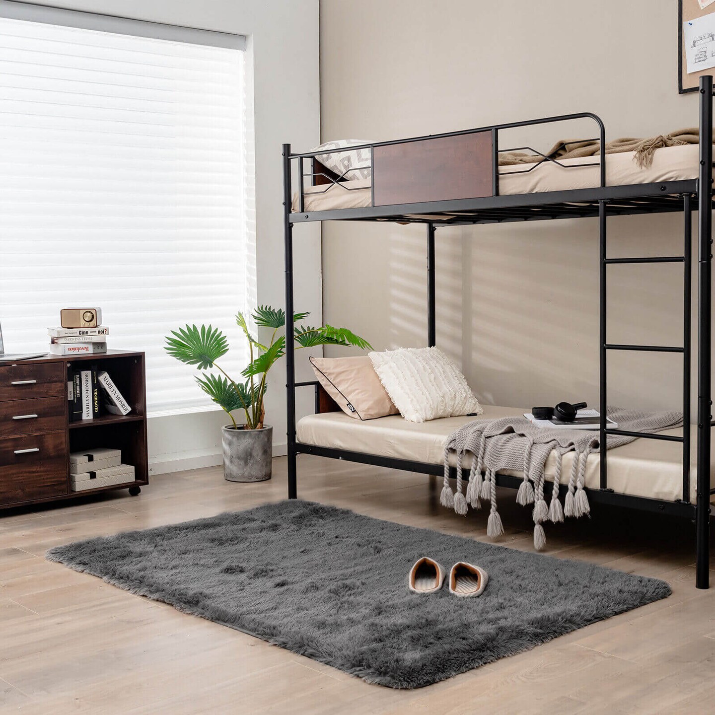 4x6 Feet Fluffy Soft Plush Area Rug Carpet with Anti-Slip Backing for Living Room or Bedroom Use