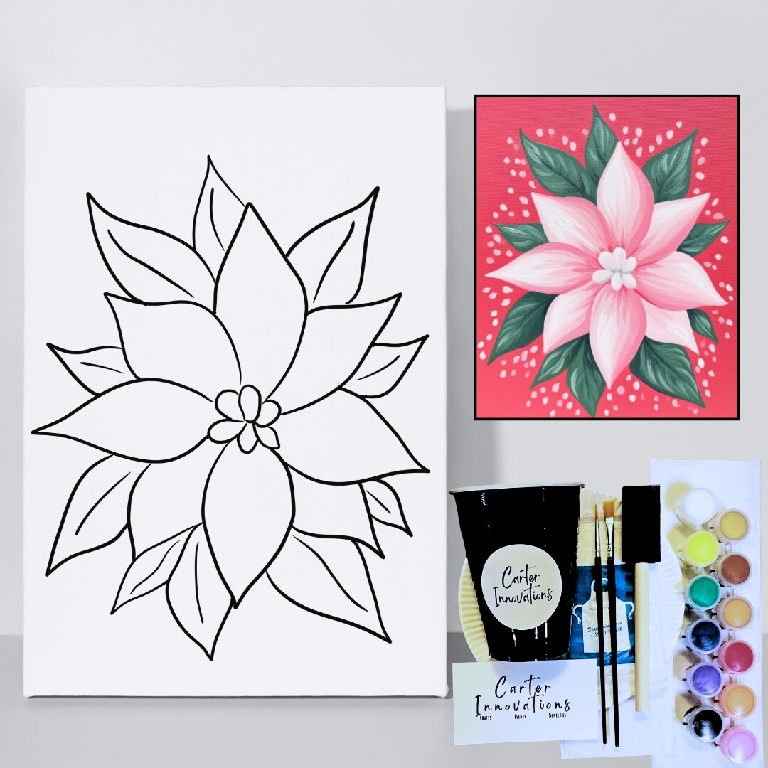 Spring Flower | Sip and Paint | Girls Night | Pre- Drawn Canvas product 5