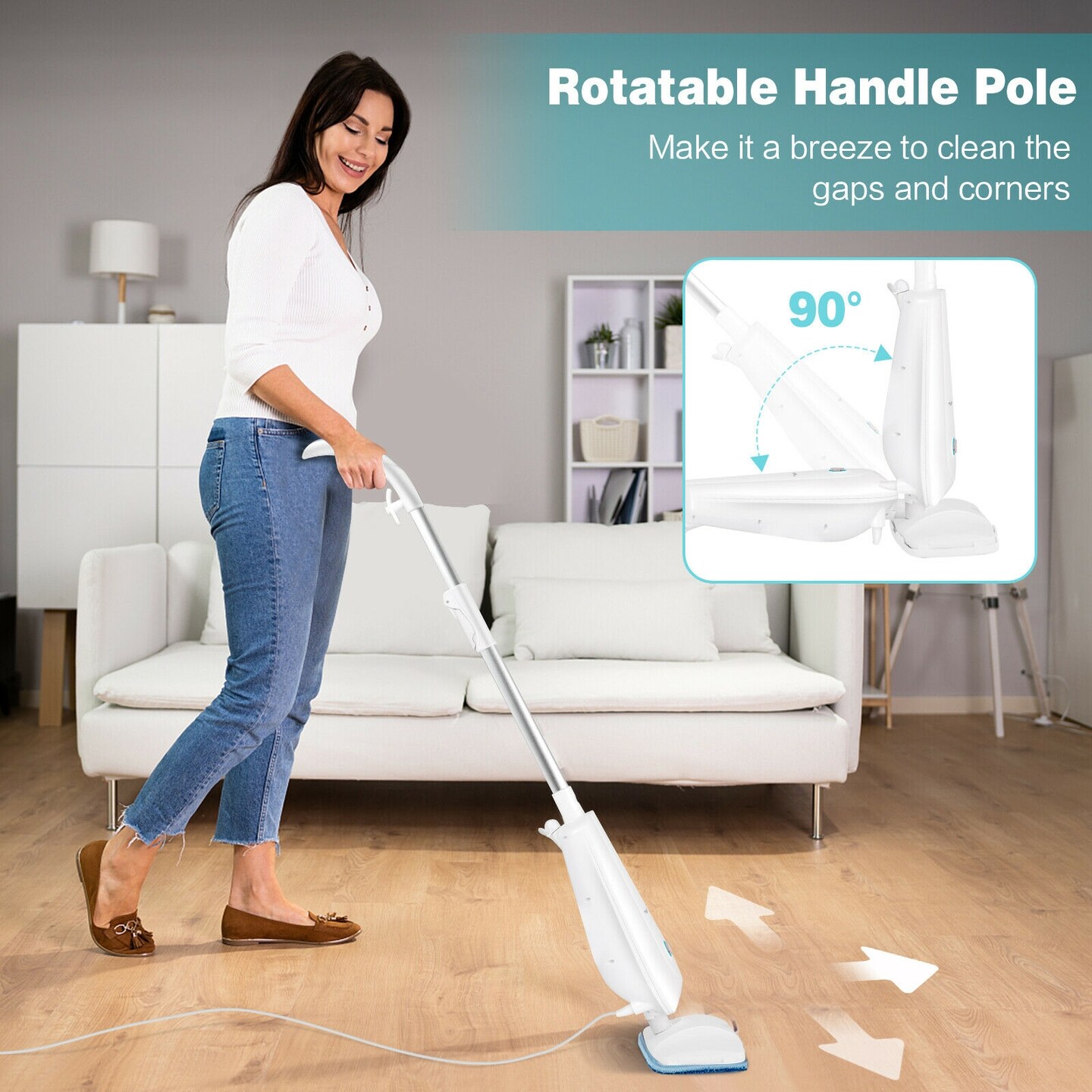 Electric Steam Mop with Water Tank for Carpet