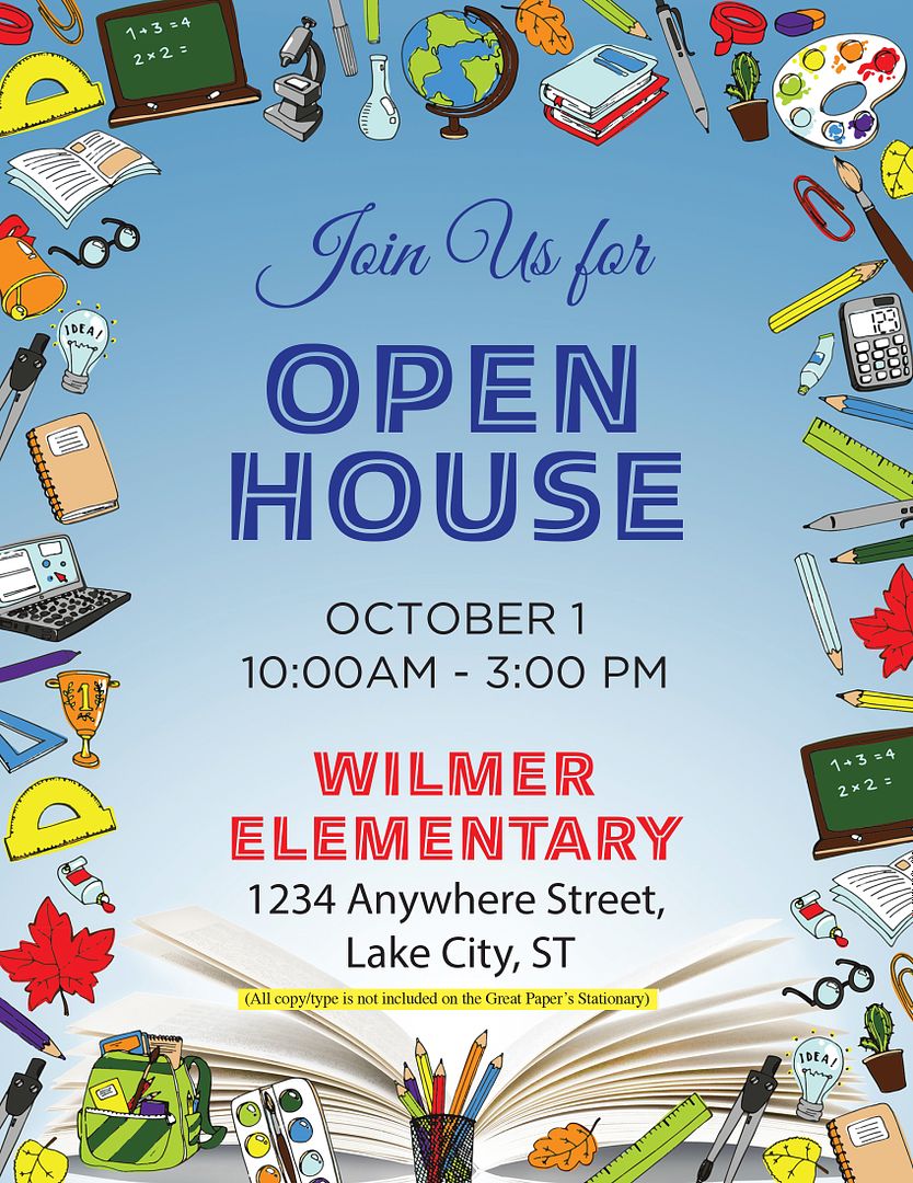 Great Papers! School Open Book Letterhead, for Invitations, Announcements and Personal Messages, Printer Friendly 8.5" x 11", 50 Pack