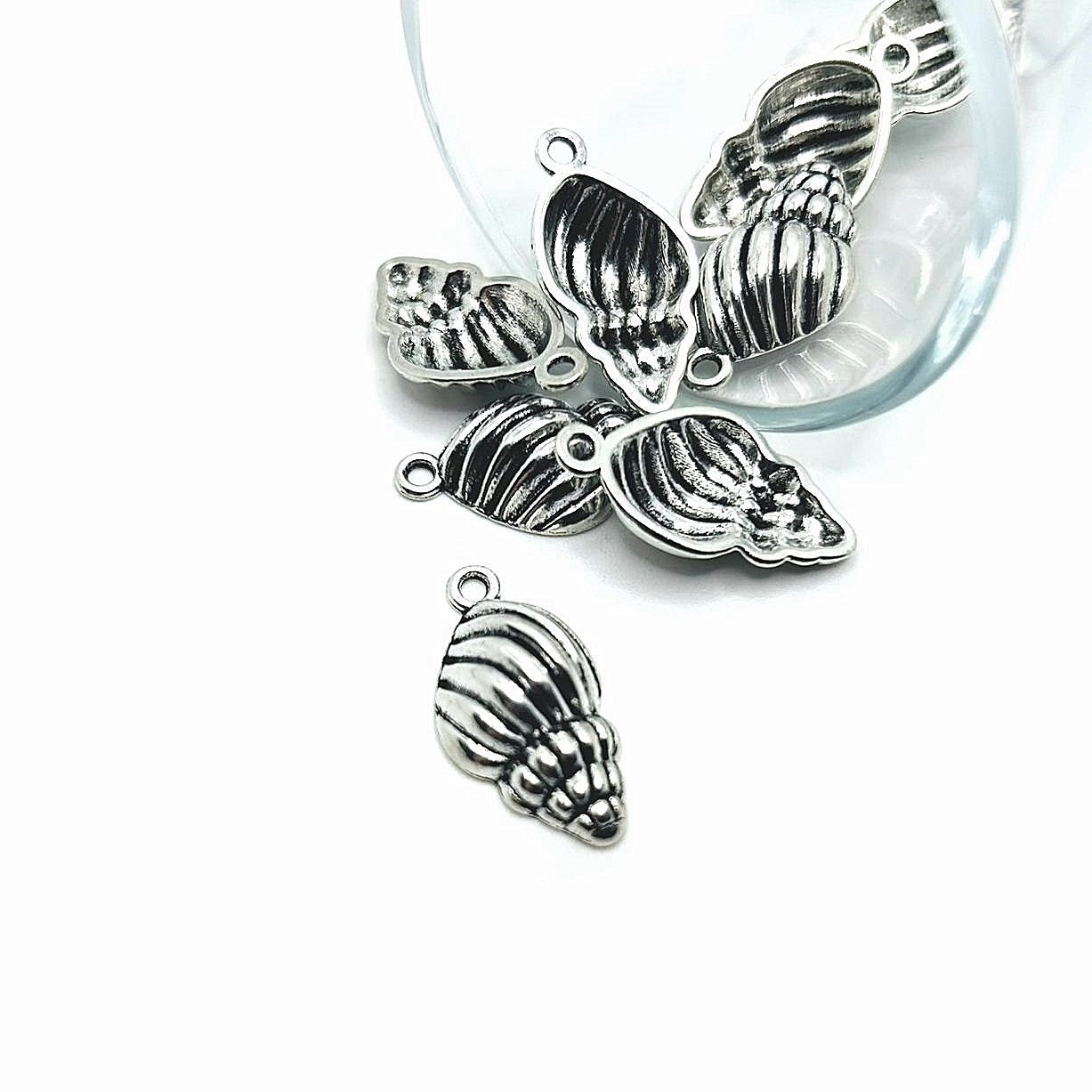 Component, antique silver-plated pewter (zinc-based alloy), 11x11mm