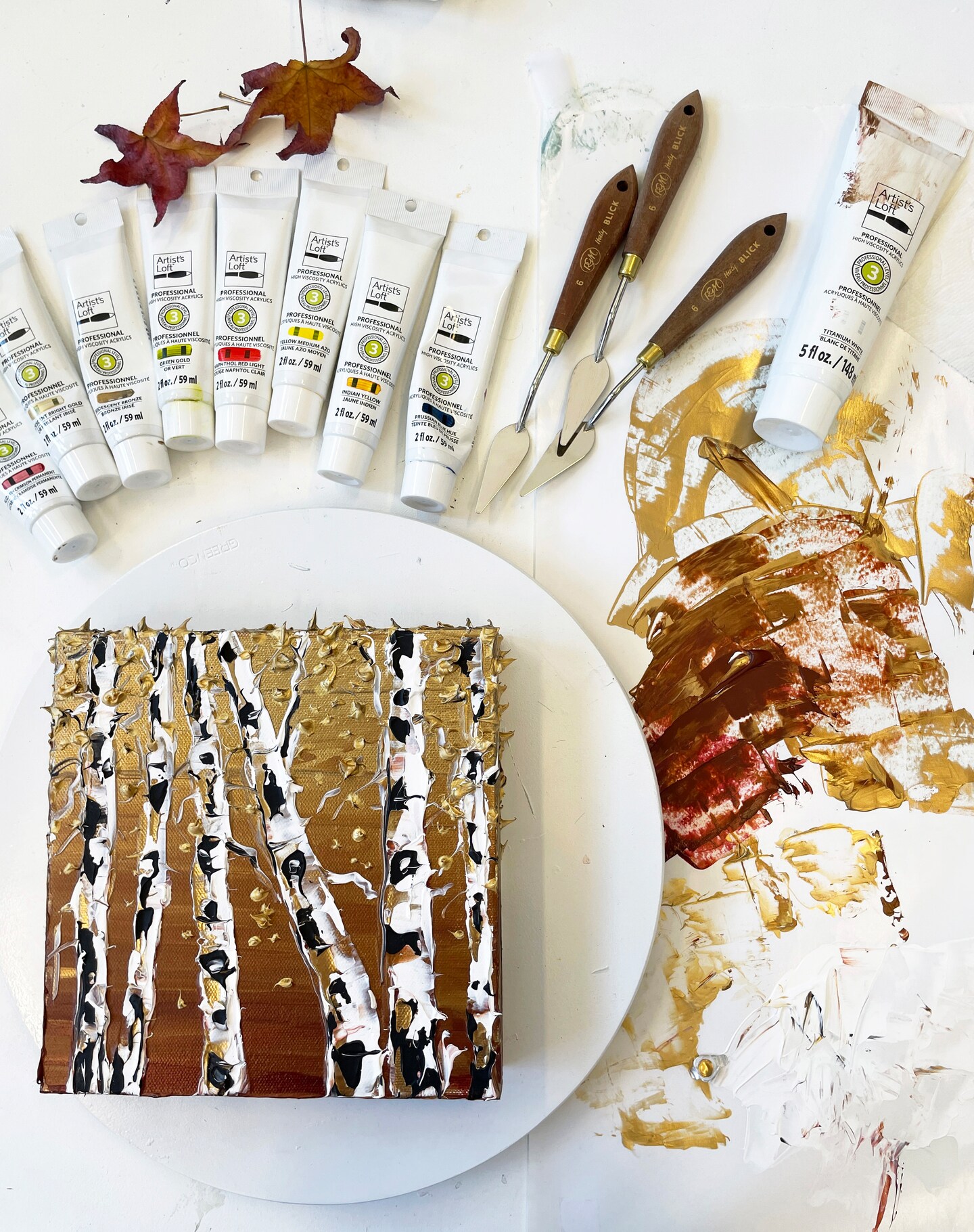 How to Paint Impasto Fall Birch Trees