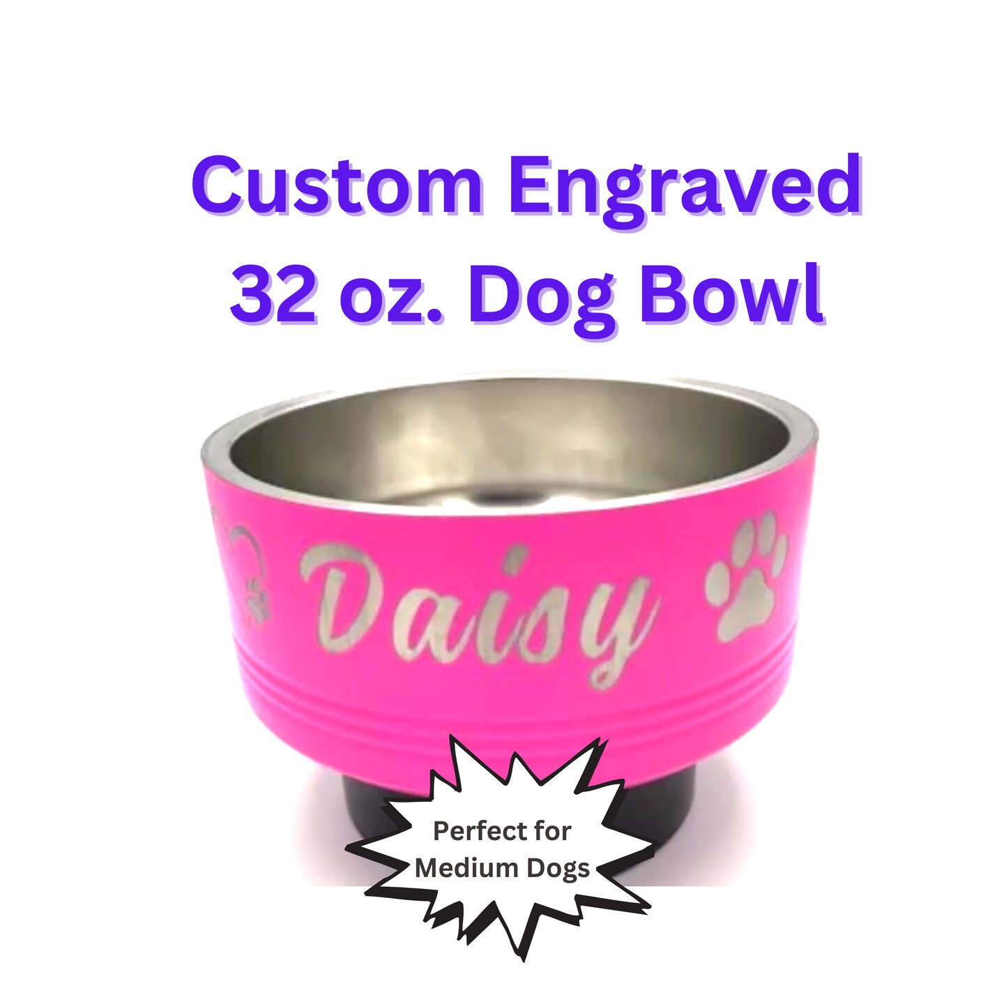 Custom Dog Bowl 64 oz. Custom Engraved Pet Bowl Stainless Steel Pet ...