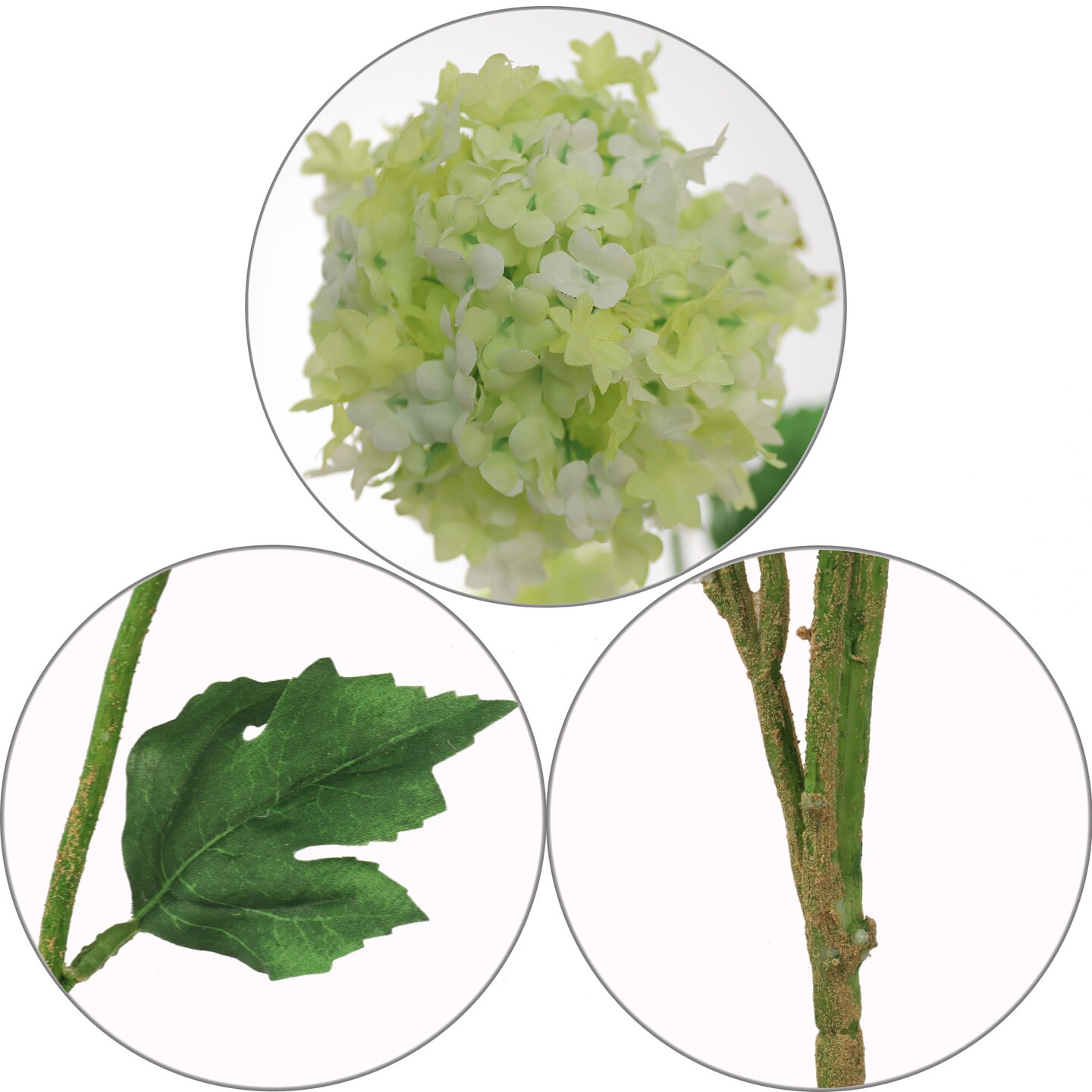 Cream Green Snowball Branch Spray, 38-Inch, 5 Lifelike Silk Sprays & Foliage, Greenery Sprays by Floral Home®
