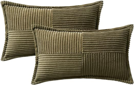 Pack of 2 Boho Striped Corduroy Pillow Covers