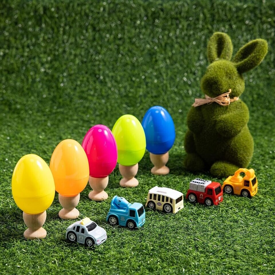 12 Packs Pre-Filled Easter Eggs with Cars for Boys Easter Egg with Pull Back Car