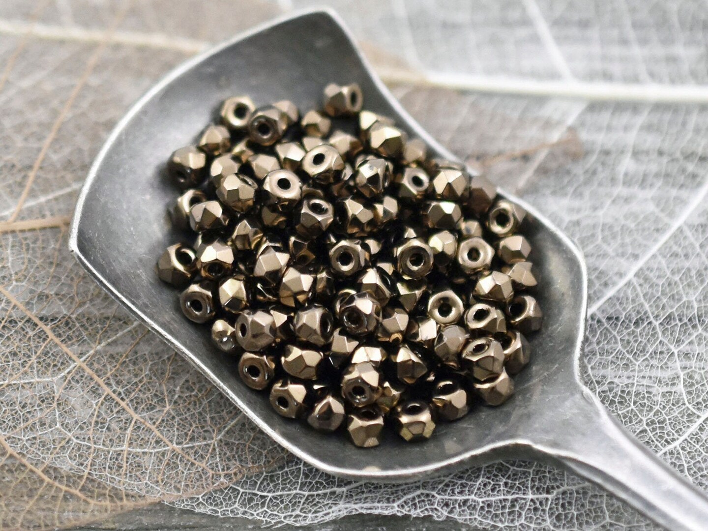 6g 2x3mm Light Bronze Faceted Micro Spacer Beads