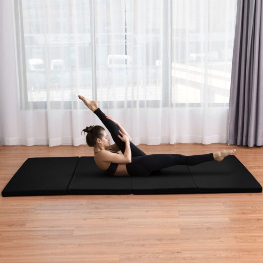 4-Panel Folding Gymnastics Mat with Carrying Handles for Home Gym