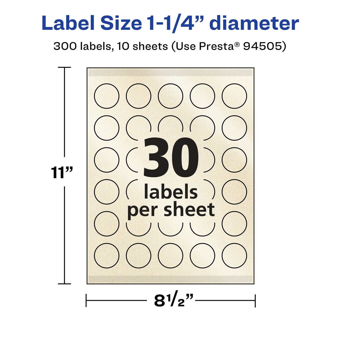 Avery Pearlized Ivory Round Labels with Sure Feed Technology, Print-to-the-Edge, 1.25" diameter