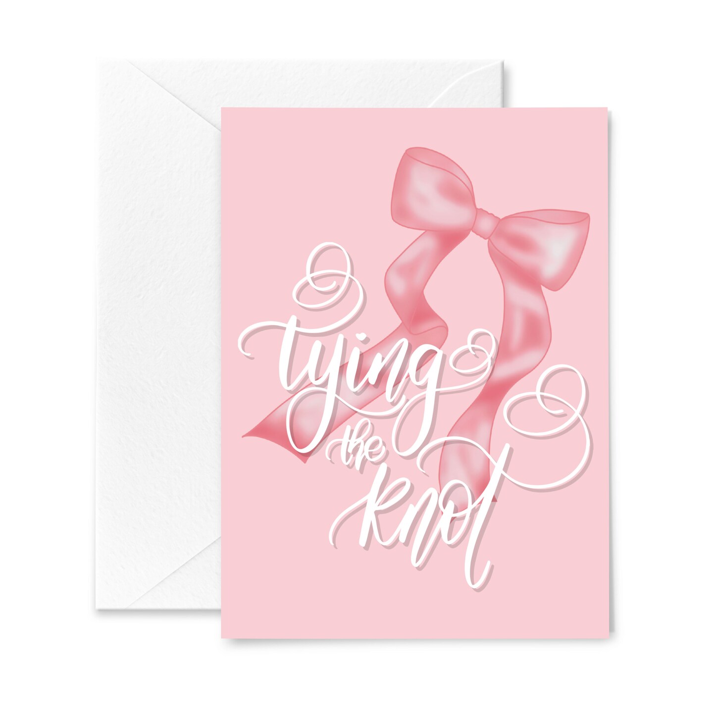 Pink Bow Wedding Greeting Card, Tying the Knot Bridal Shower Greeting ...