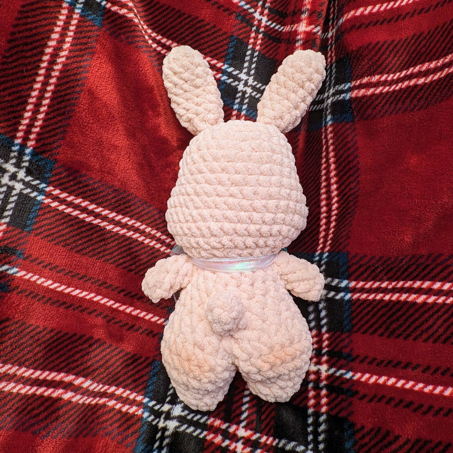 Bunny With Bow Crocheted Plush,  Chunky Bunny Plushie, Rabbit Animal Plushie, Japanese Style, Stuffed Toy, Crochet Bunny,Handmade Gift product 2